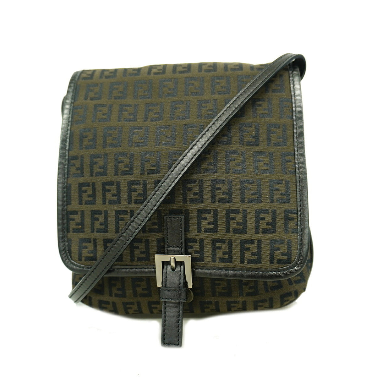 Fendi Dark Brown Nylon Canvas Shoulder Bag (Pre-Owned)