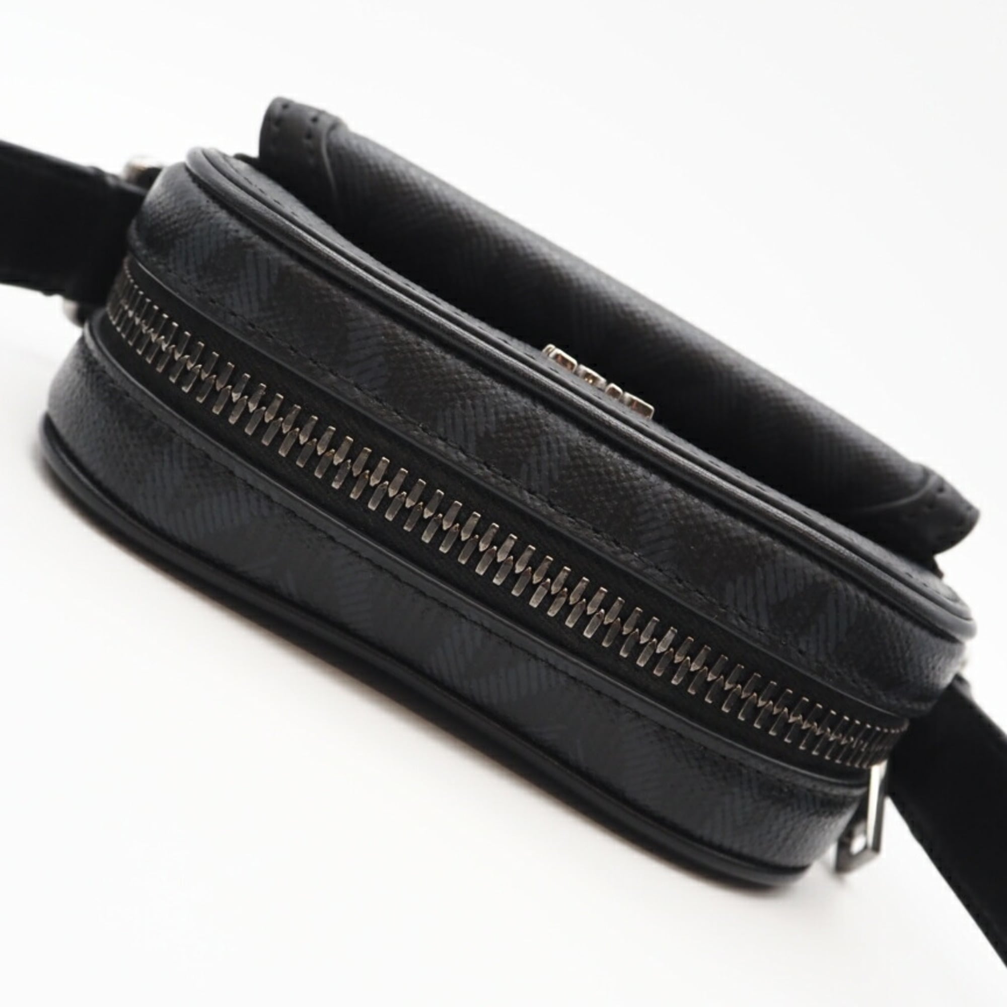 Christian Dior Black Gray Coated Canvas Shoulder Bag (Pre-Owned)