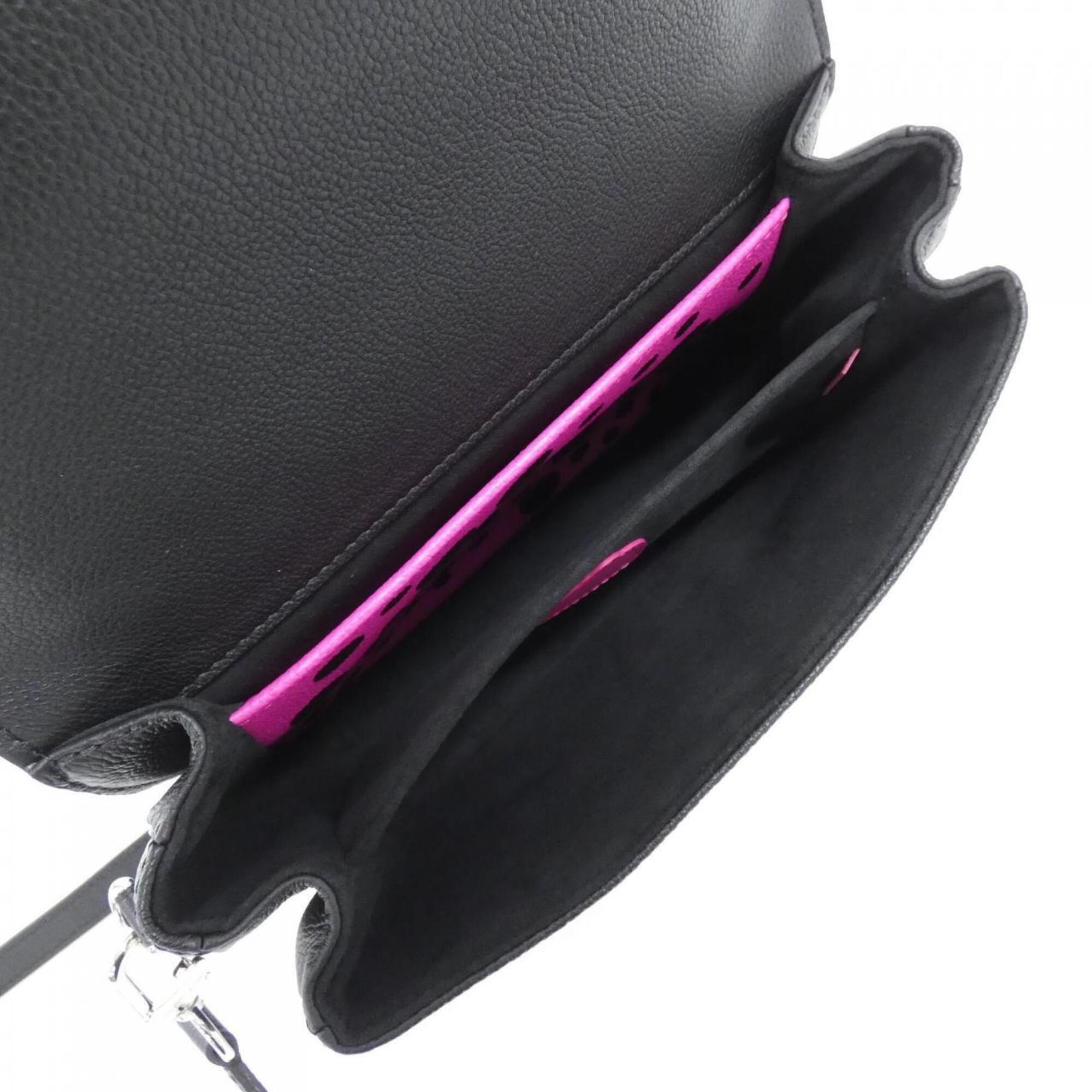 Louis Vuitton Black Fuchsia Leather Handbag Pochette (Pre-Owned)
