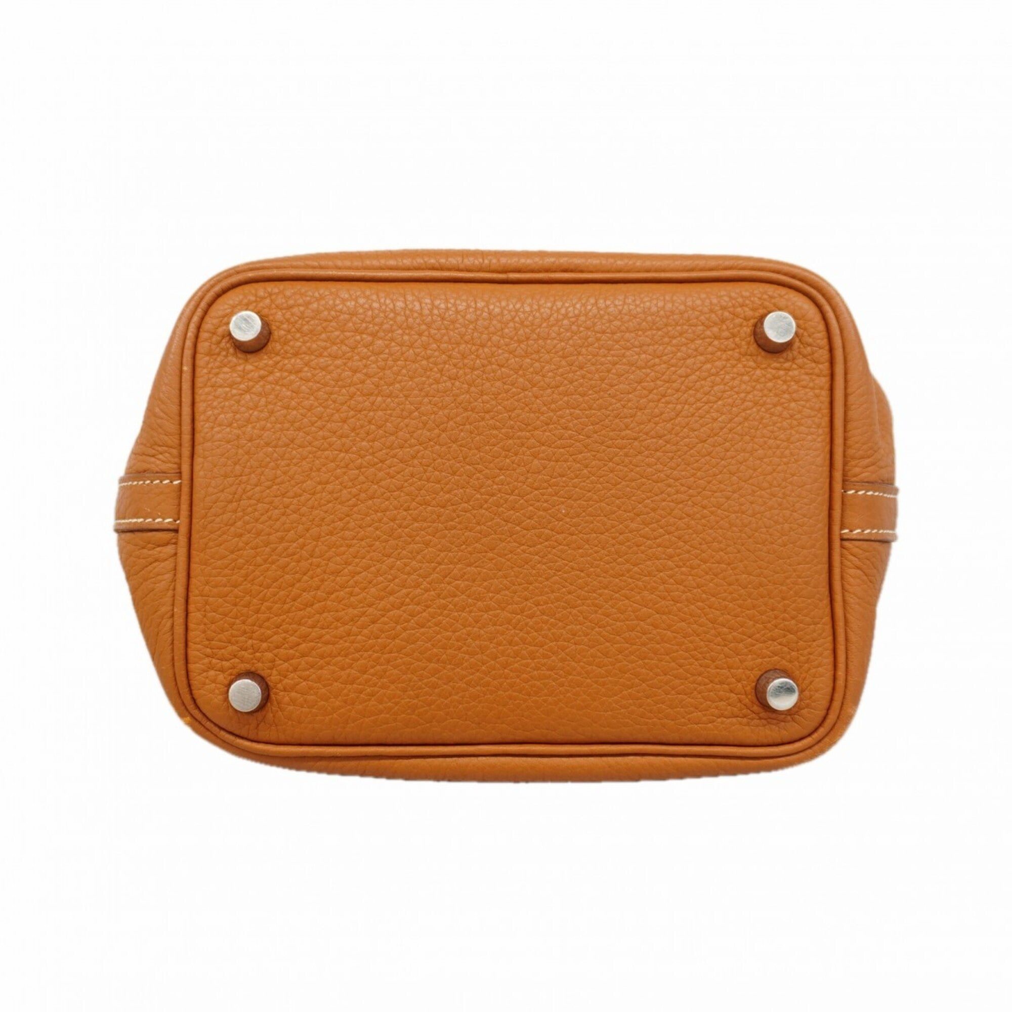 Hermes Gold Taurillon Clemence Leather Handbag (Pre-Owned)