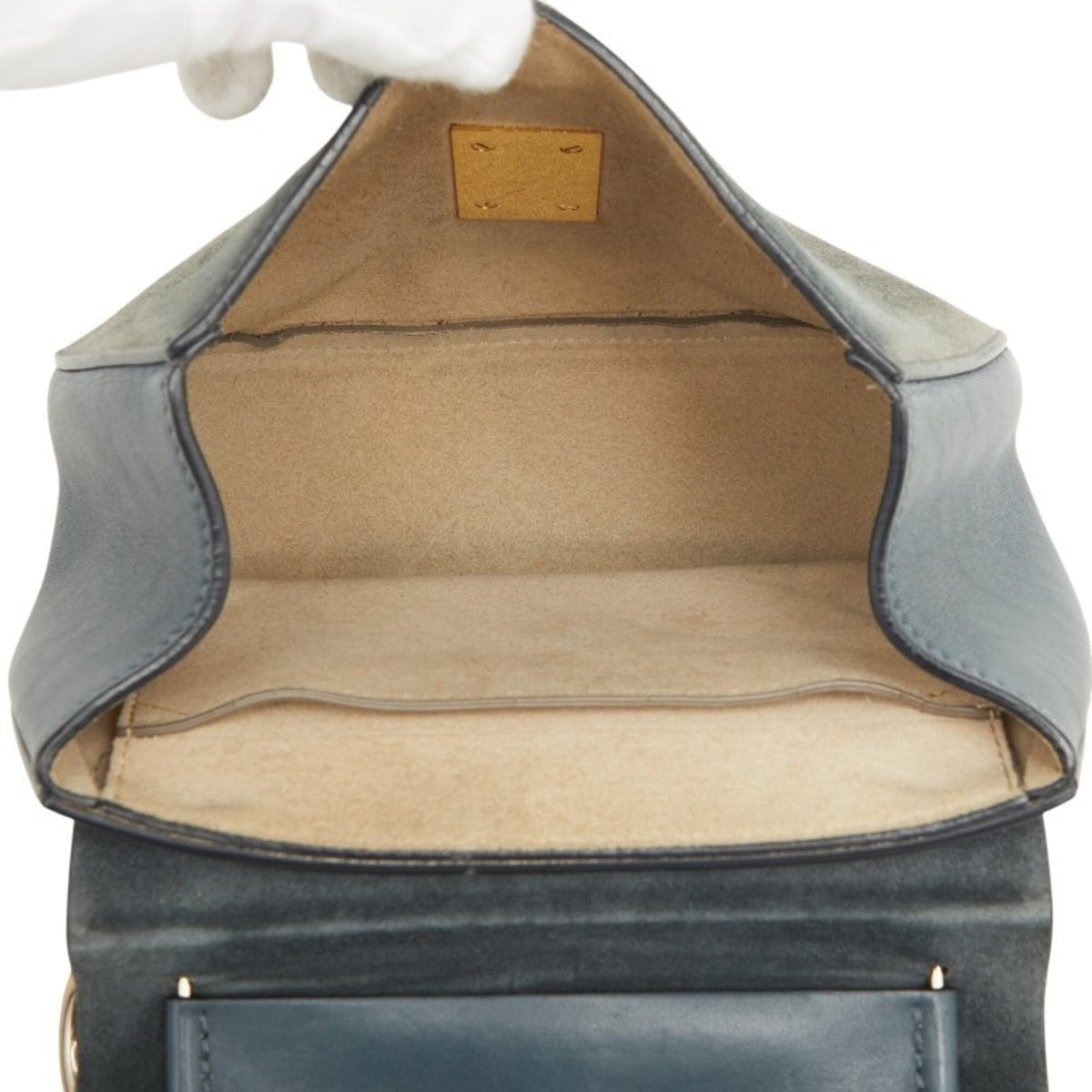 Chloé Drew Gray Suede Leather Shoulder Bag (Pre-Owned)