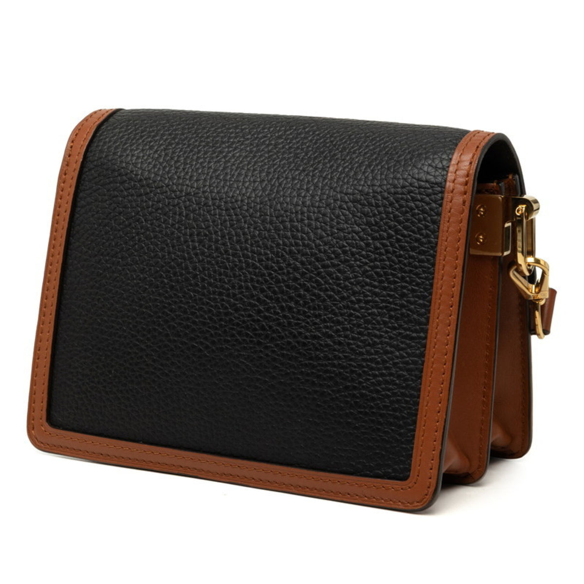 Louis Vuitton Black Brown White Leather Leather Shoulder Bag (Pre-Owned)