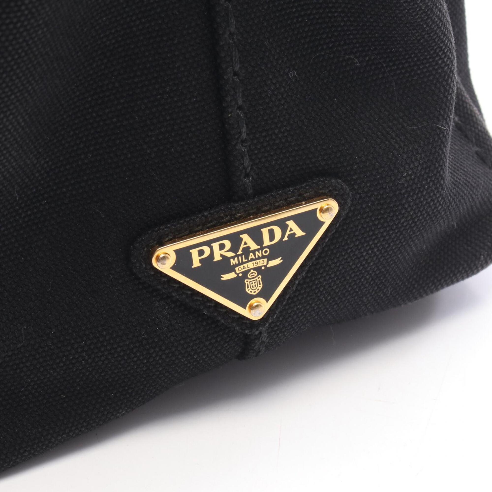 Prada Black White Canvas Handbag Tote Bag (Pre-Owned)