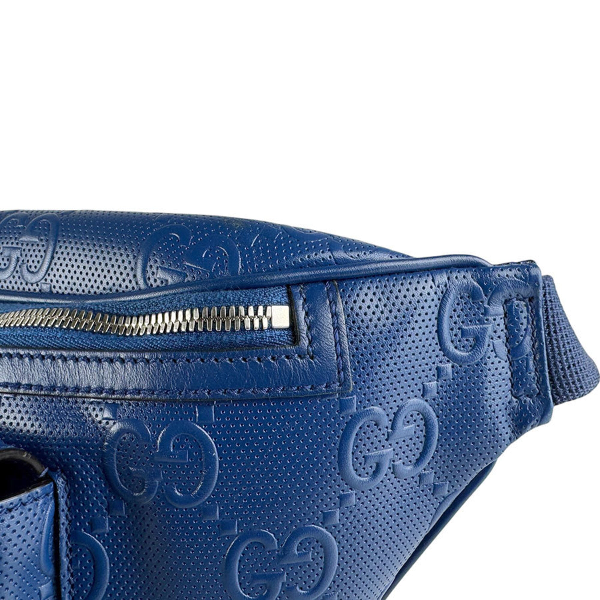 Gucci Blue Leather Fanny Pack Sling Bag (Pre-Owned)