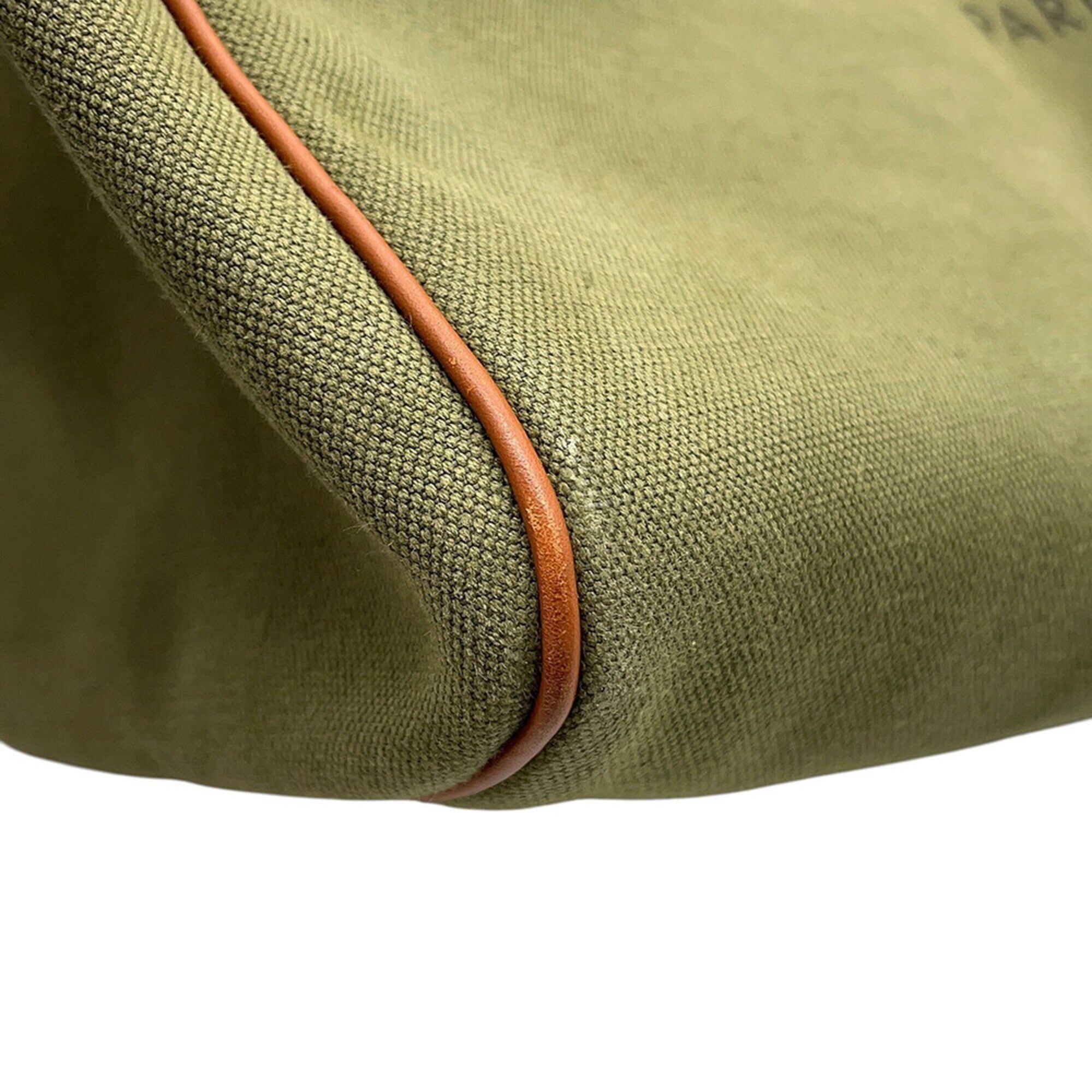 Celine Brown Khaki Canvas Leather Boston Bag (Pre-Owned)