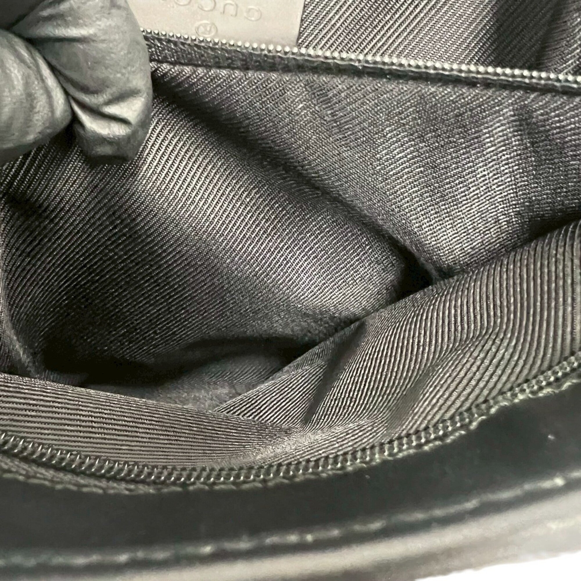 Gucci Black Canvas Leather Handbag Tote Bag (Pre-Owned)