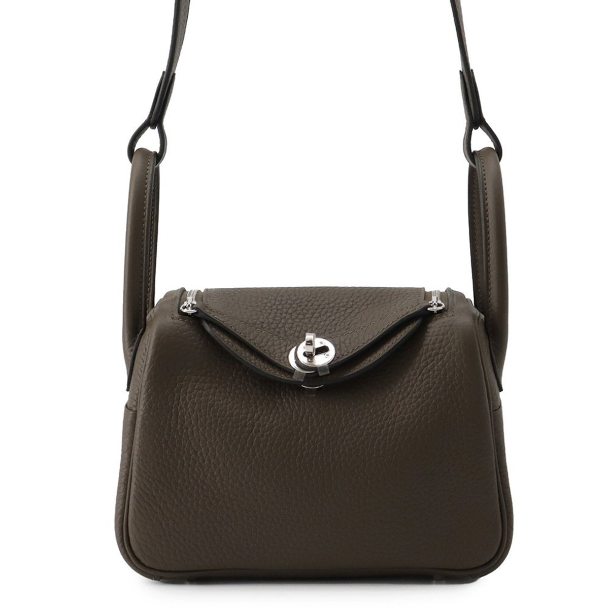 Hermes Brown Taurillon Clemence Leather Handbag