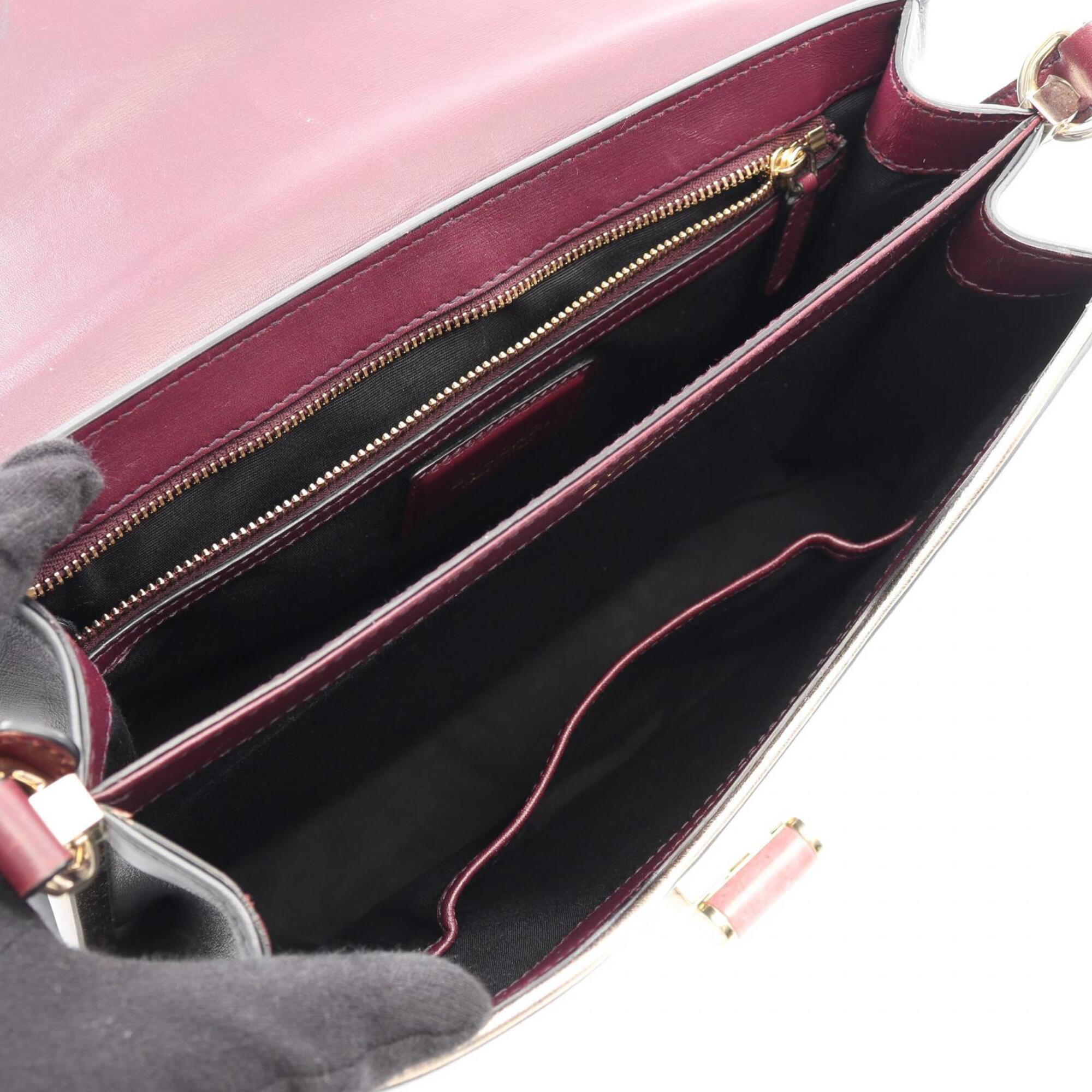 Bvlgari Bordeaux Gray Leather Handbag Shoulder Bag (Pre-Owned)