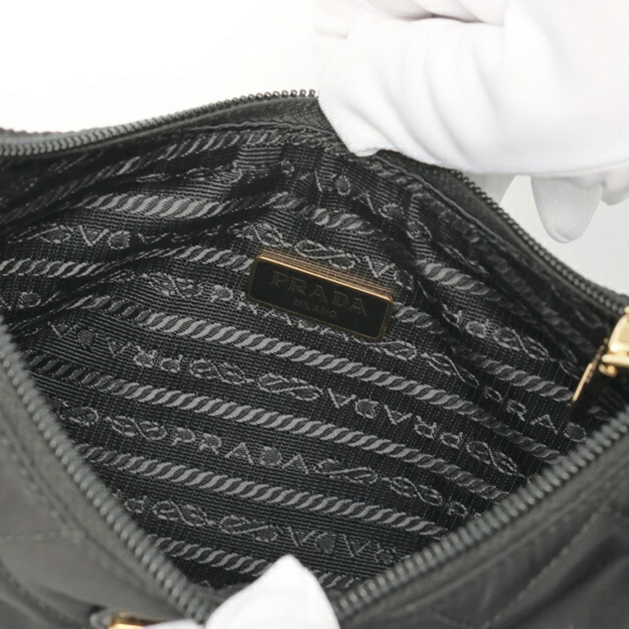 Prada Black Quilting Fabric Shoulder Bag (Pre-Owned)