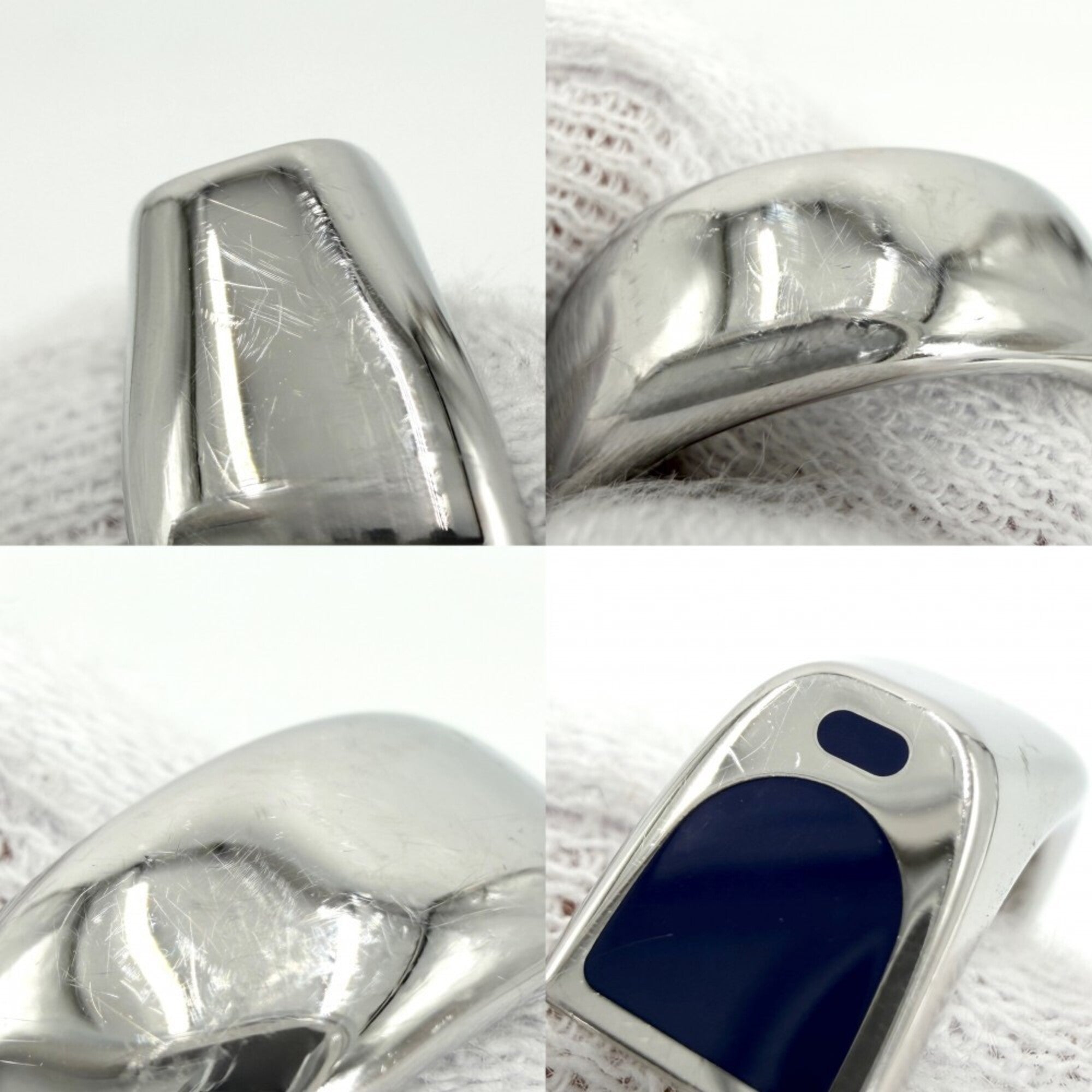 Hermes Silver Navy Stainless Steel Band Ring (Pre-Owned)