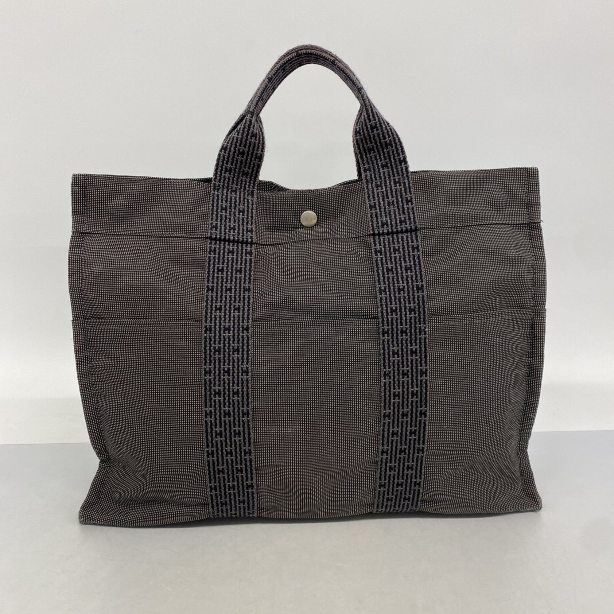 Hermes Gray Canvas Tote Bag (Pre-Owned)
