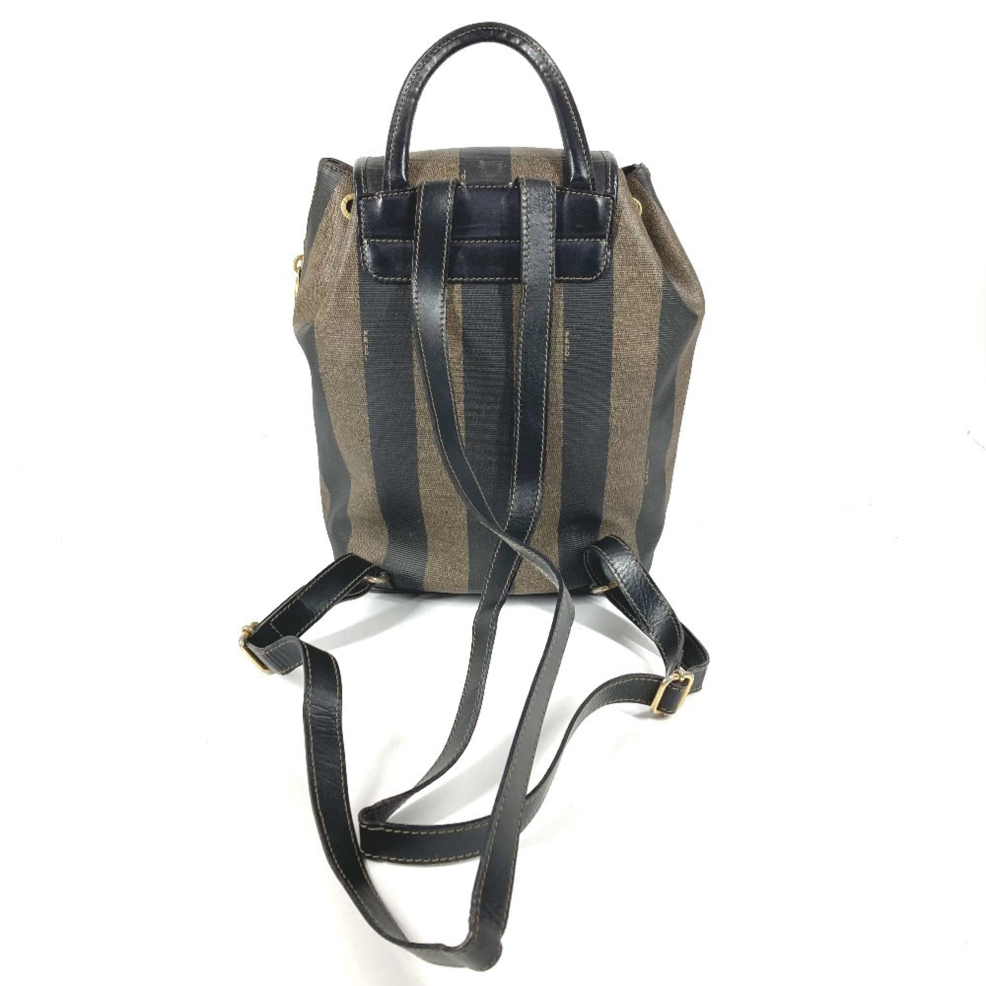 Fendi Pequin Black Khaki Pvc Leather Backpack (Pre-Owned)