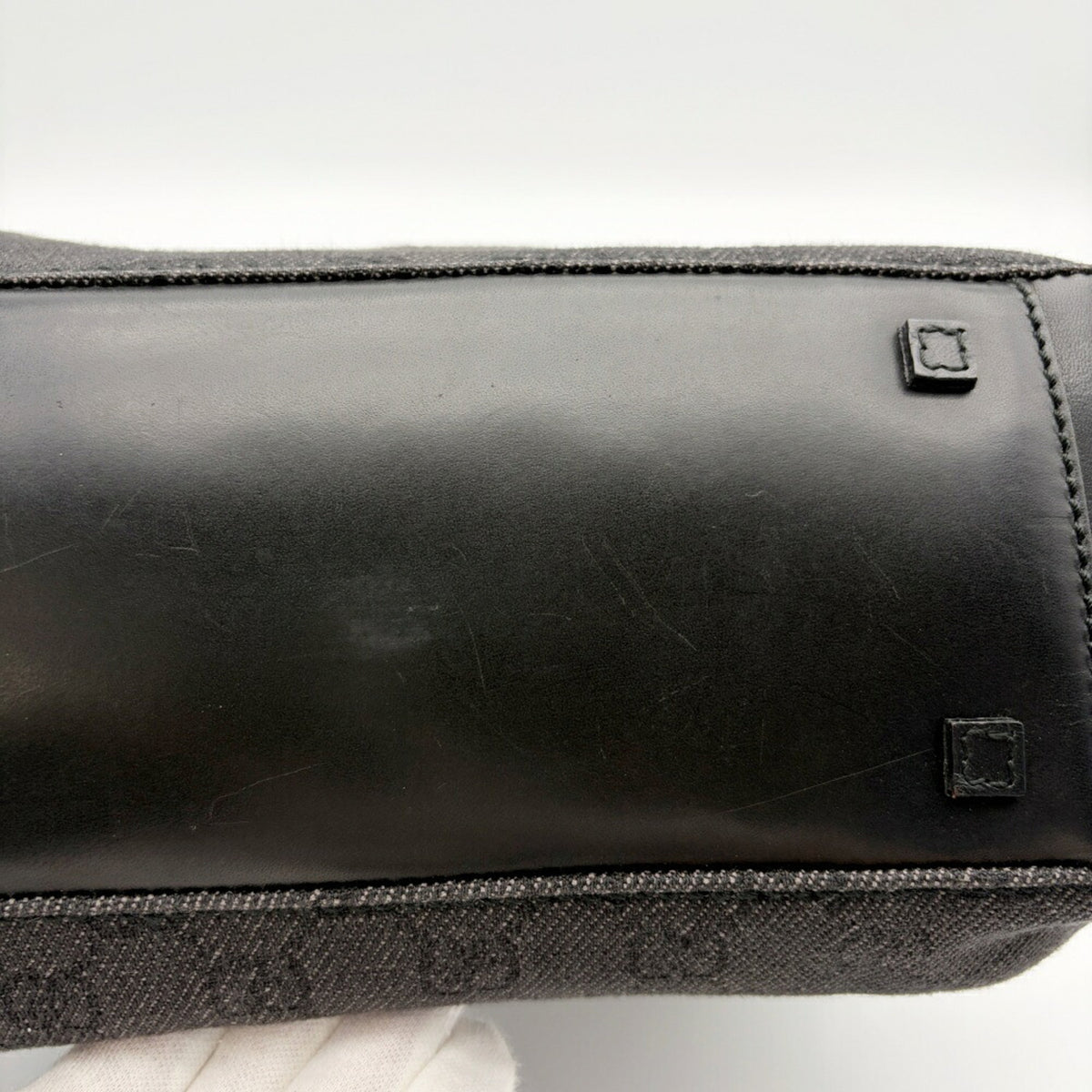 Gucci Black Gg Canvas Leather Handbag Tote Bag (Pre-Owned)