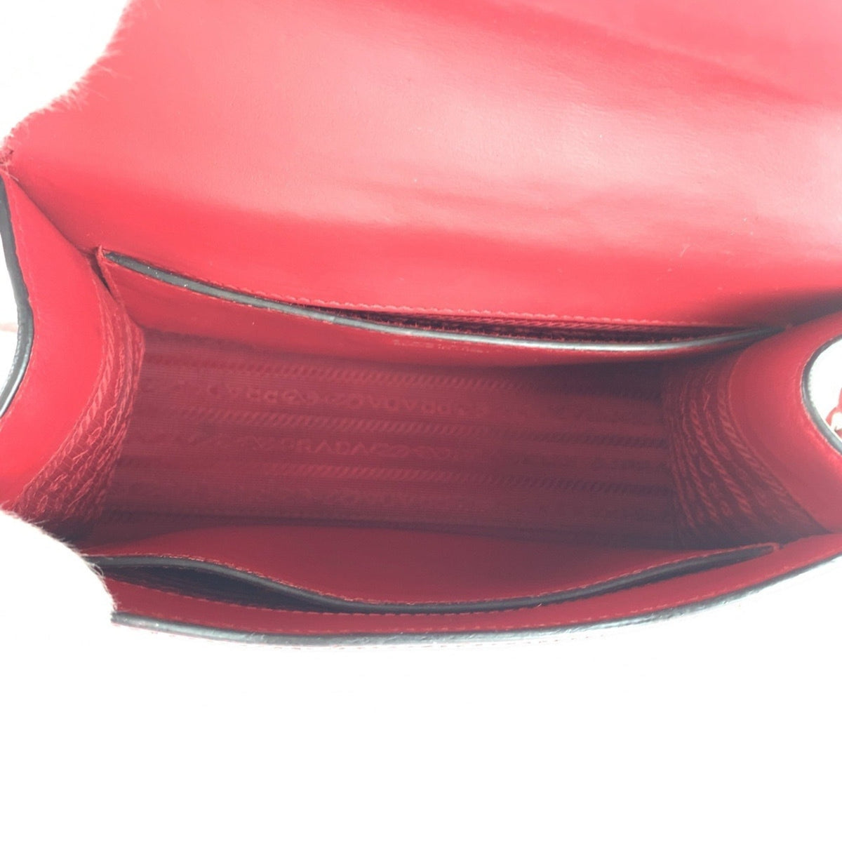 Prada Saffiano Red Color Leather Pochette Shoulder Bag (Pre-Owned)