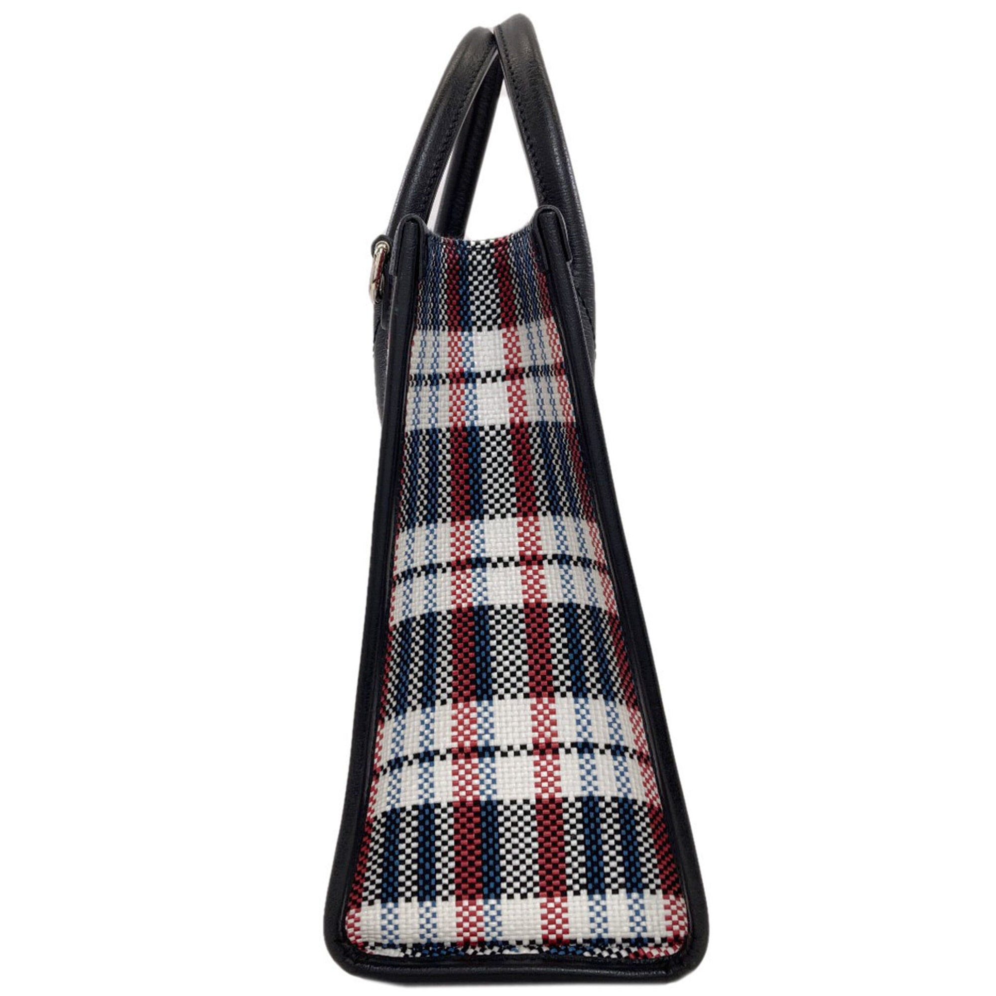 Gucci Black Blue Red Color White Canvas Handbag (Pre-Owned)