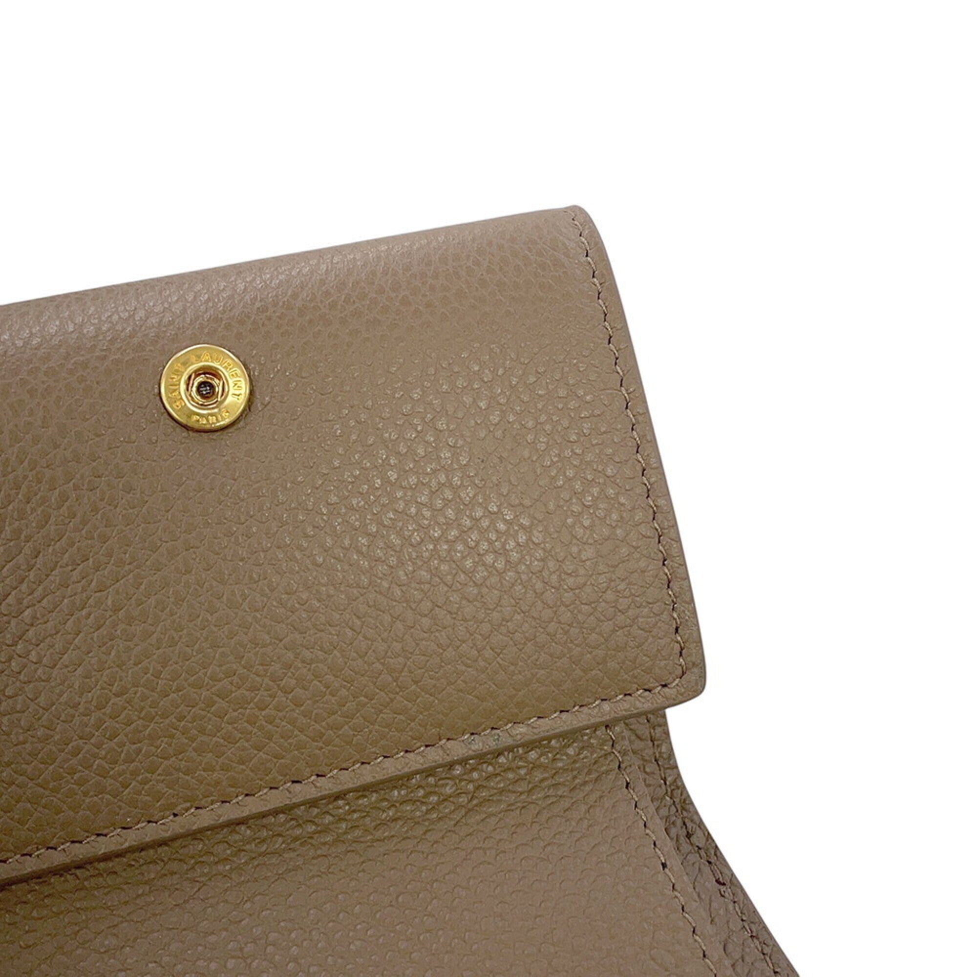 Yves Saint Laurent Brown Leather Wallet (Tri-Fold) (Pre-Owned)