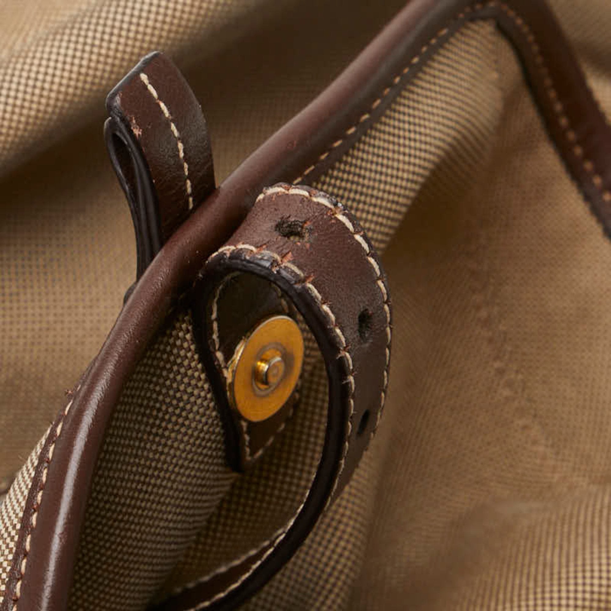 Prada Beige Brown Canvas Leather Backpack (Pre-Owned)