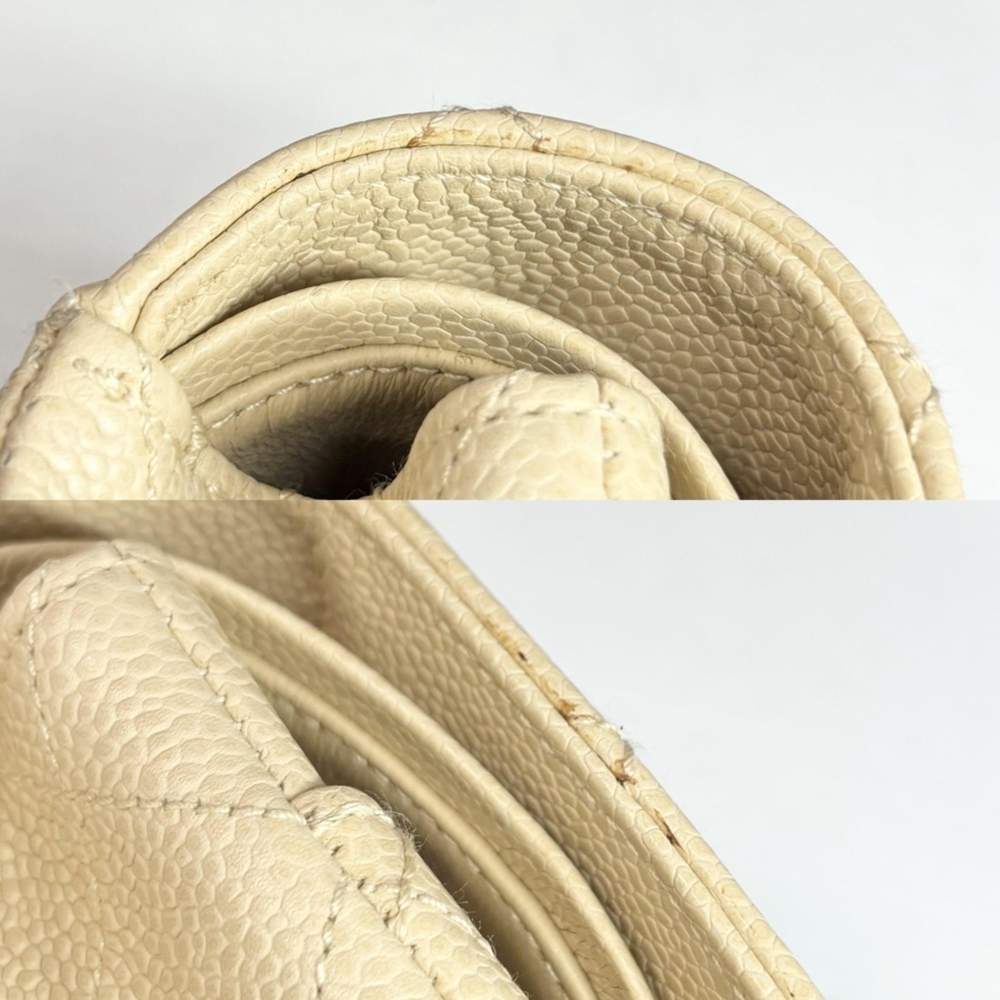 Chanel Beige Beige Gold Grained Calfskin Shoulder Bag (Pre-Owned)