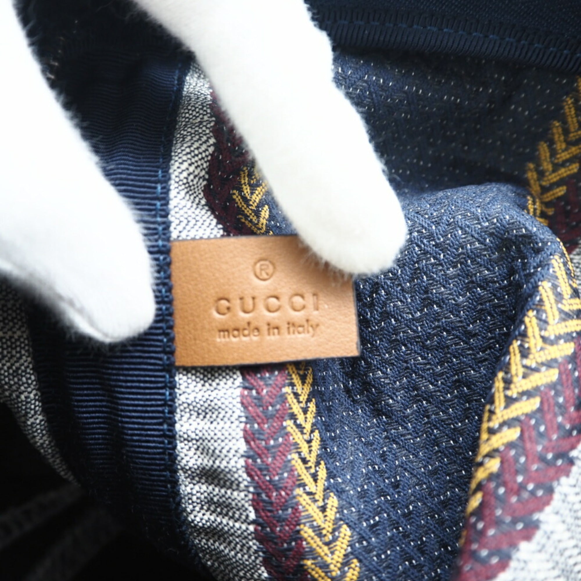Gucci Multi-Color Navy Canvas Clutch Bag Pouch (Pre-Owned)