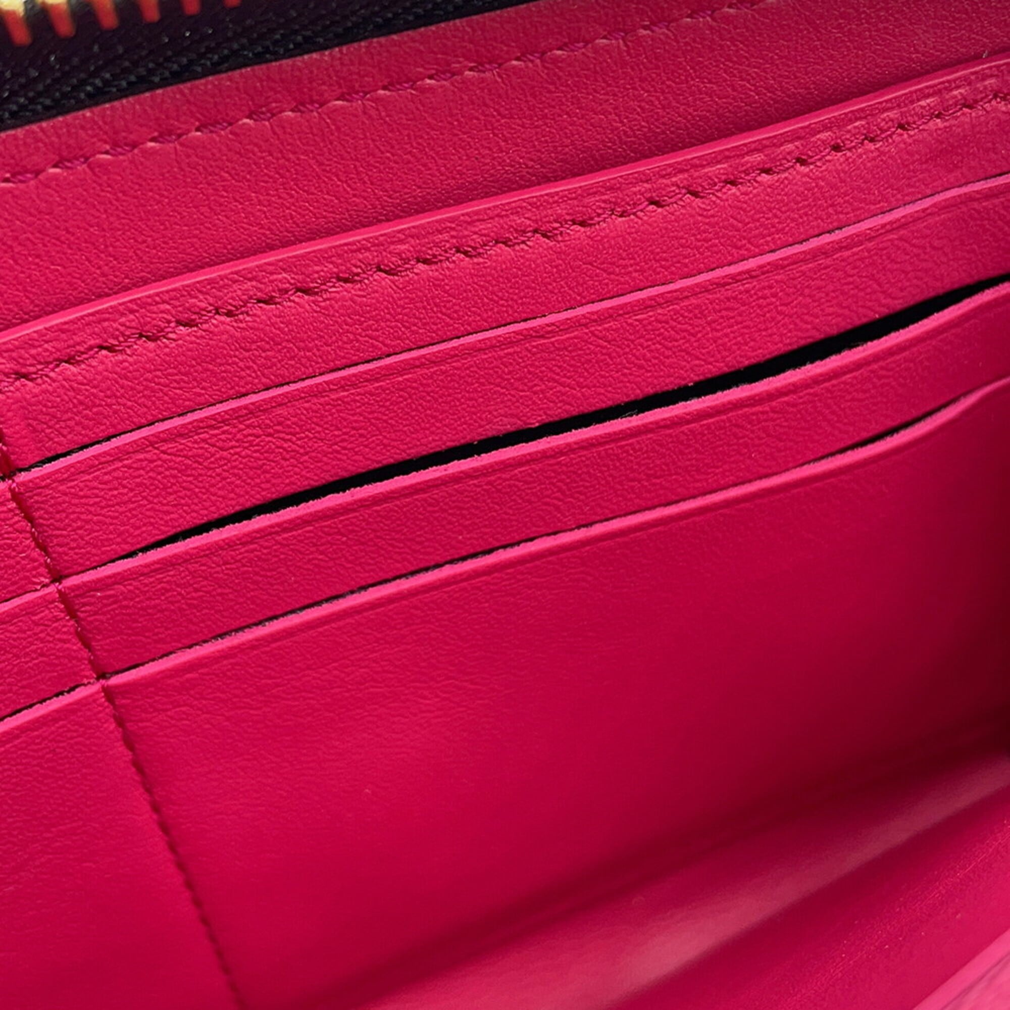 Louis Vuitton Black Noir Pink Leather Long Wallet (Bi-Fold) (Pre-Owned)