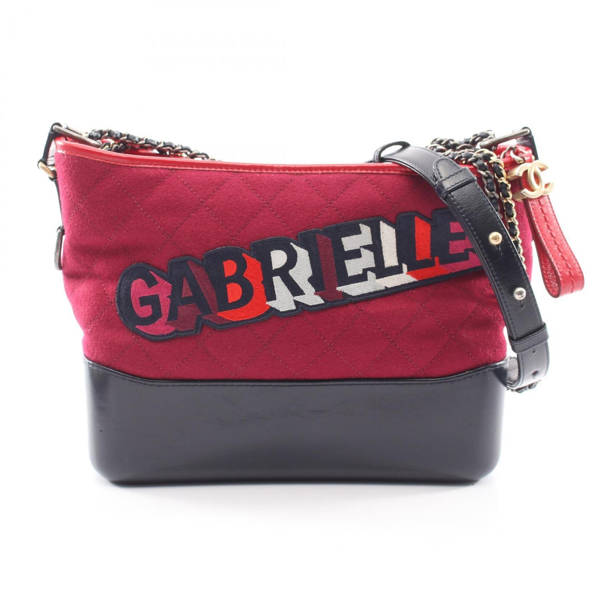 Chanel Navy Purple Red Color Leather Fabric Handbag Shoulder Bag (Pre-Owned)