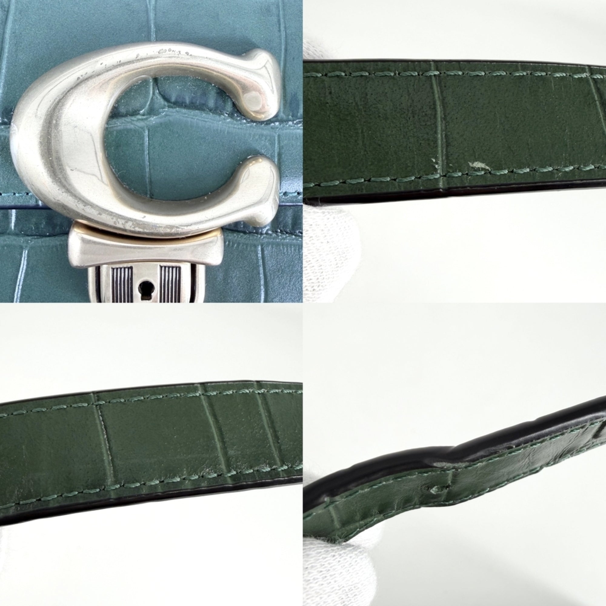 Coach Green Leather Shoulder Bag (Pre-Owned)