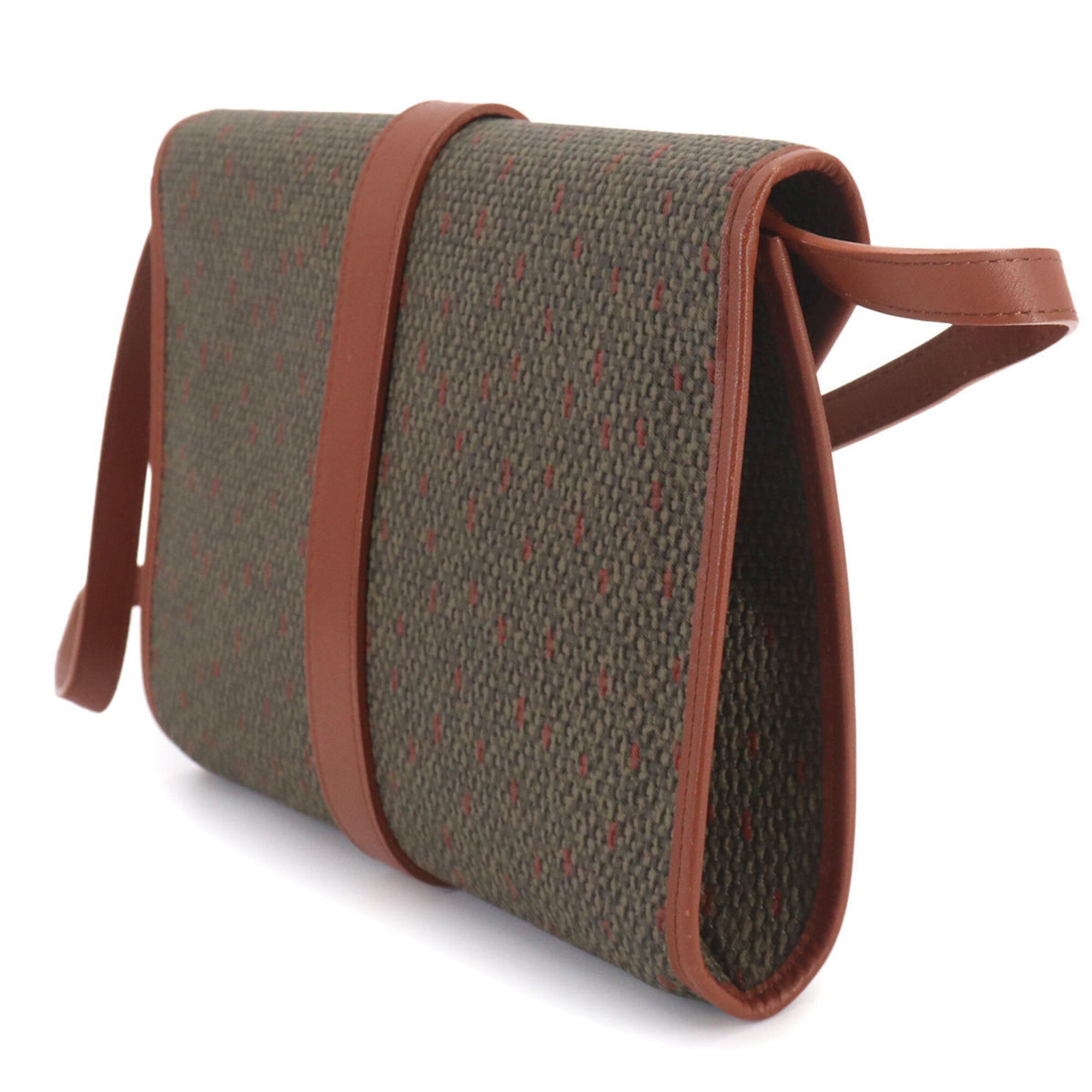 Yves Saint Laurent Brown Green Pvc Leather Handbag Shoulder Bag (Pre-Owned)
