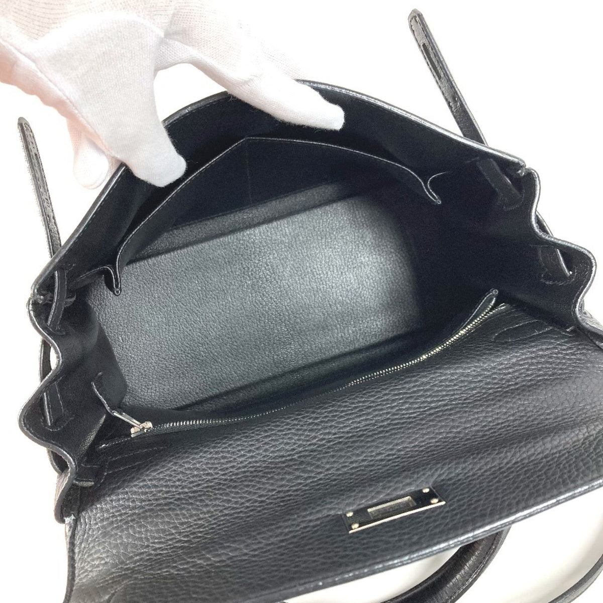 Hermes Black Taurillon Clemence Leather Handbag Shoulder Bag (Pre-Owned)