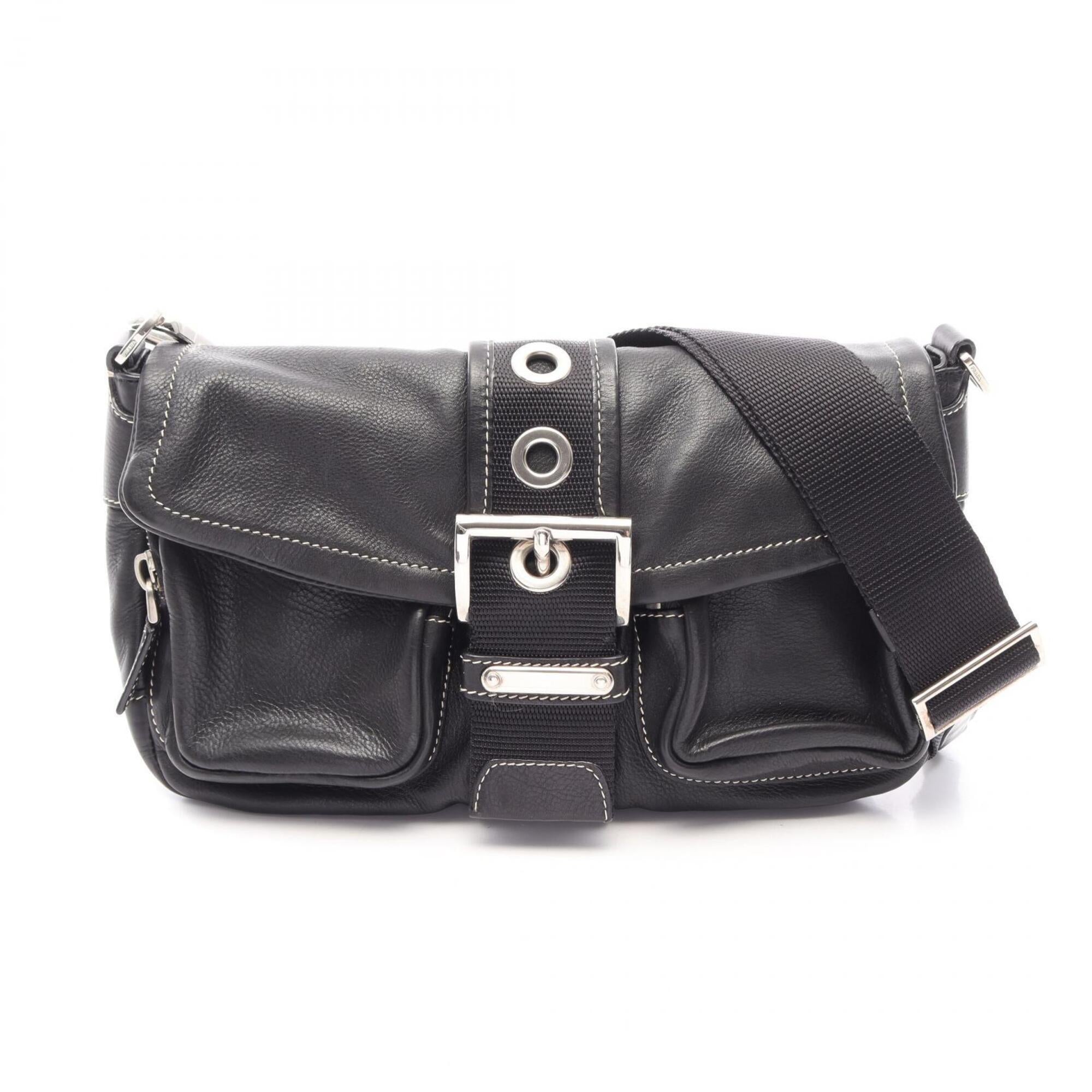 Prada Black Leather Handbag Shoulder Bag (Pre-Owned)