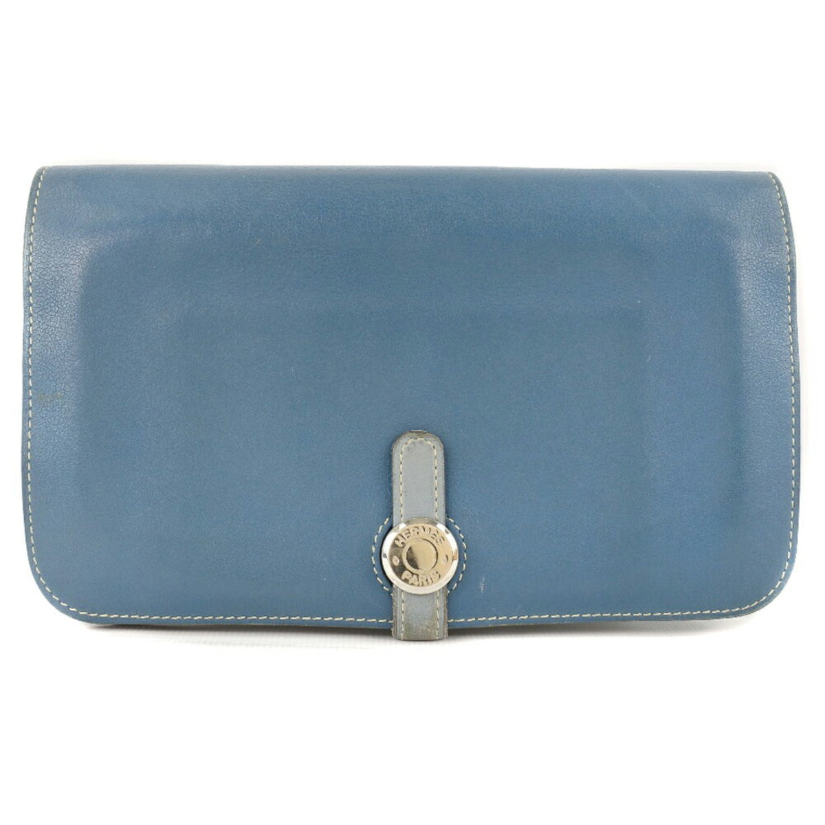 Hermes Dogon Blue Leather Long Wallet (Bi-Fold) (Pre-Owned)