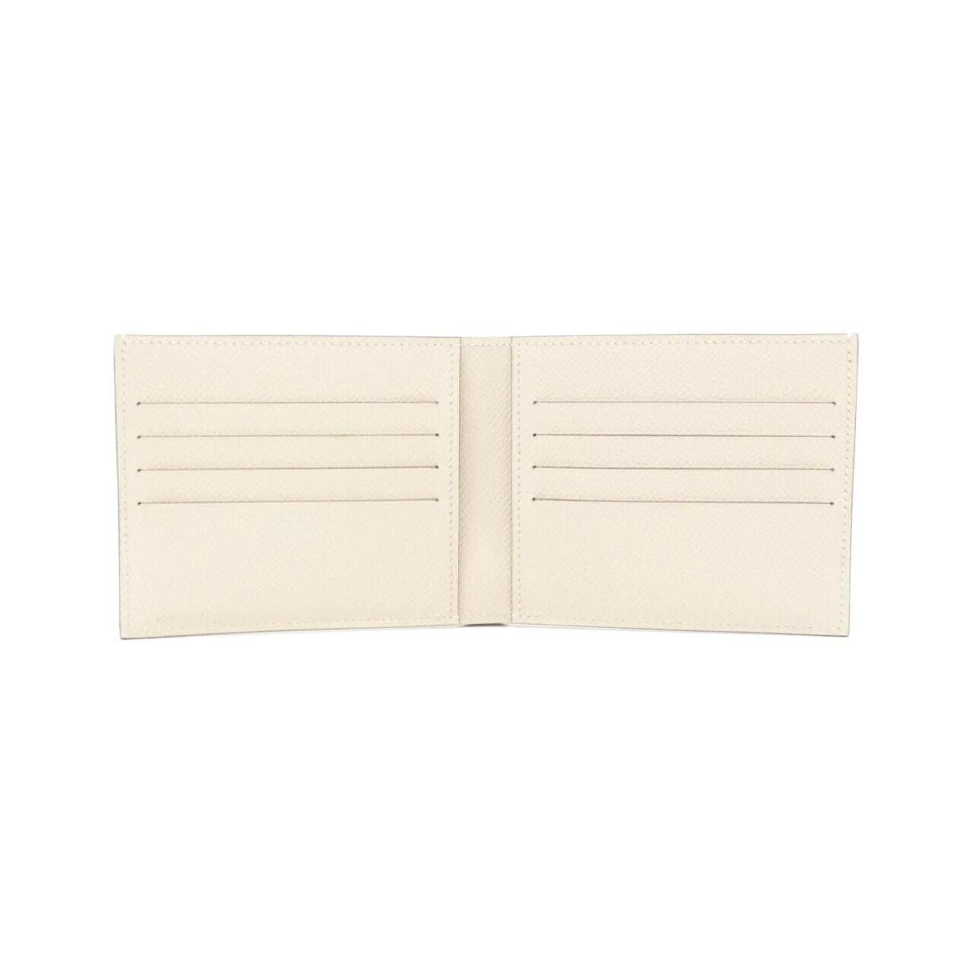 Hermes Capucine White Epsom Leather Silk Wallet (Bi-Fold) (Pre-Owned)