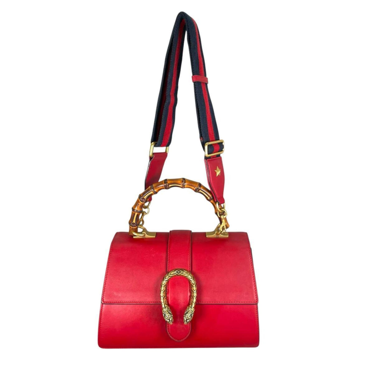 Gucci Red Color Leather Handbag Shoulder Bag (Pre-Owned)