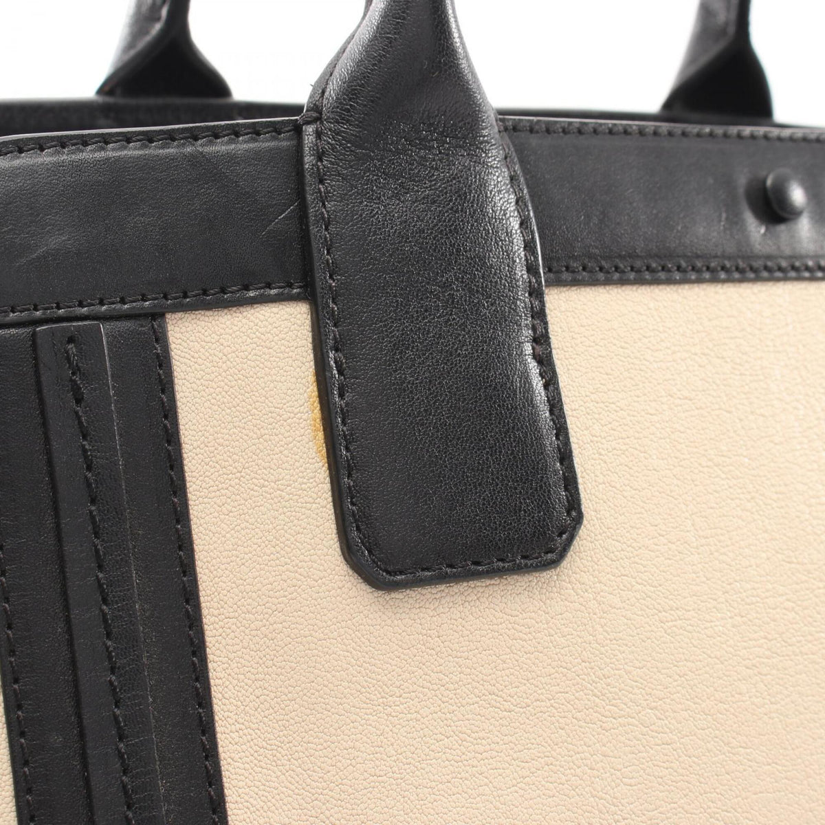 Chloé Beige Black Leather Handbag Tote Bag (Pre-Owned)