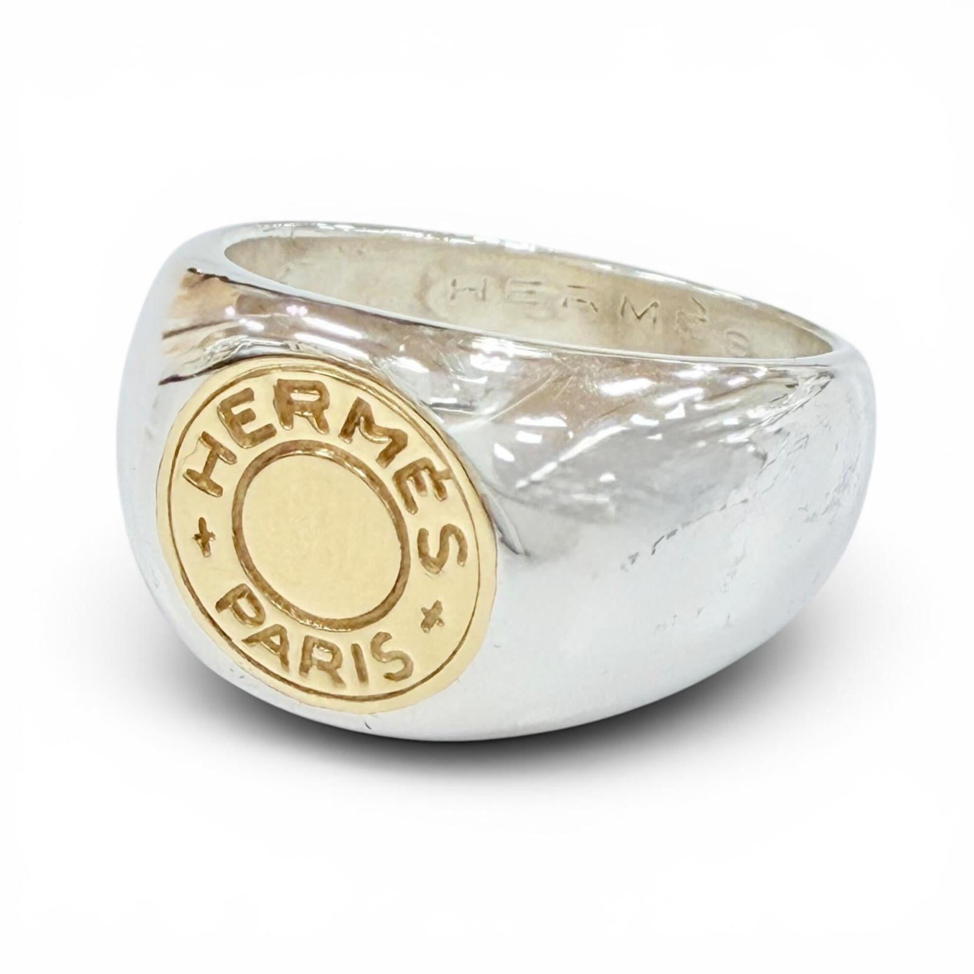 Hermes Gold Silver Gold (18K) Silver 925 Band Ring (Pre-Owned)