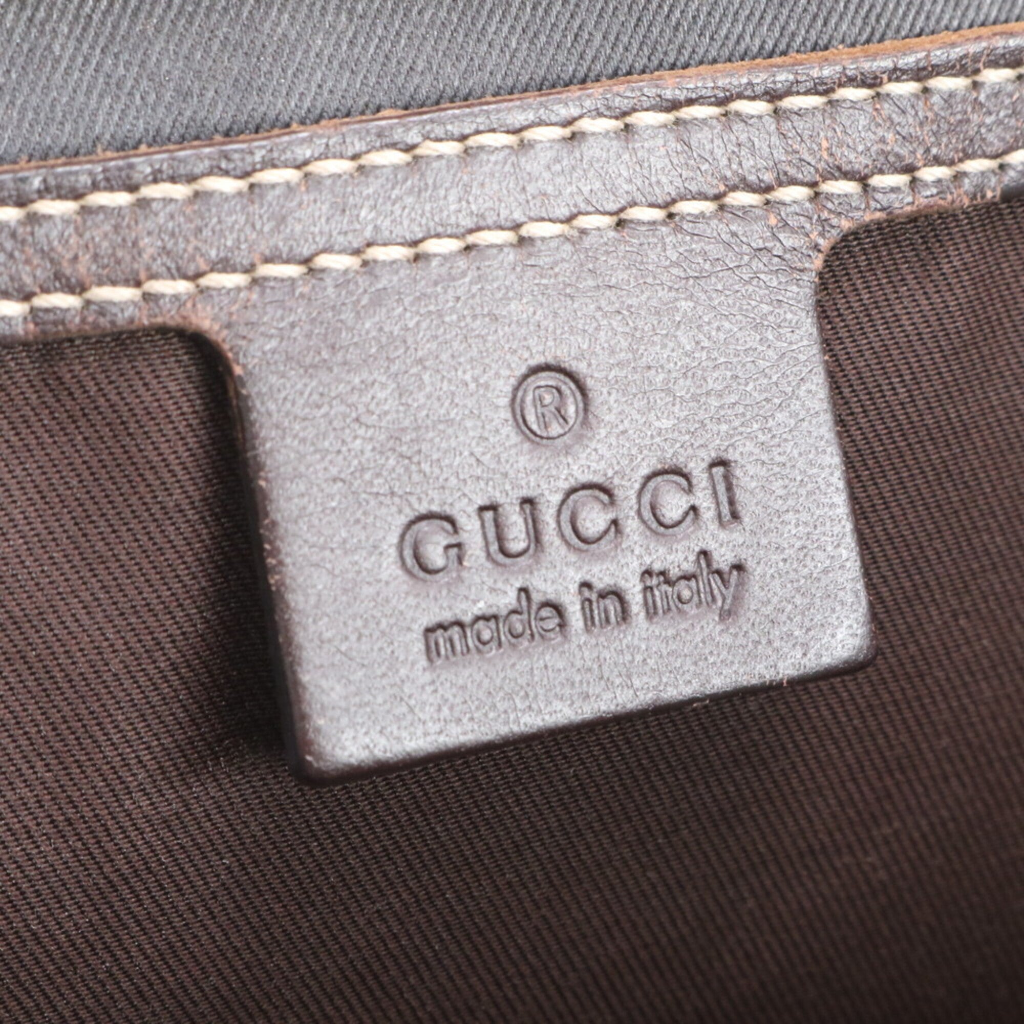 Gucci Brown Leather Coated Canvas Handbag Tote Bag (Pre-Owned)
