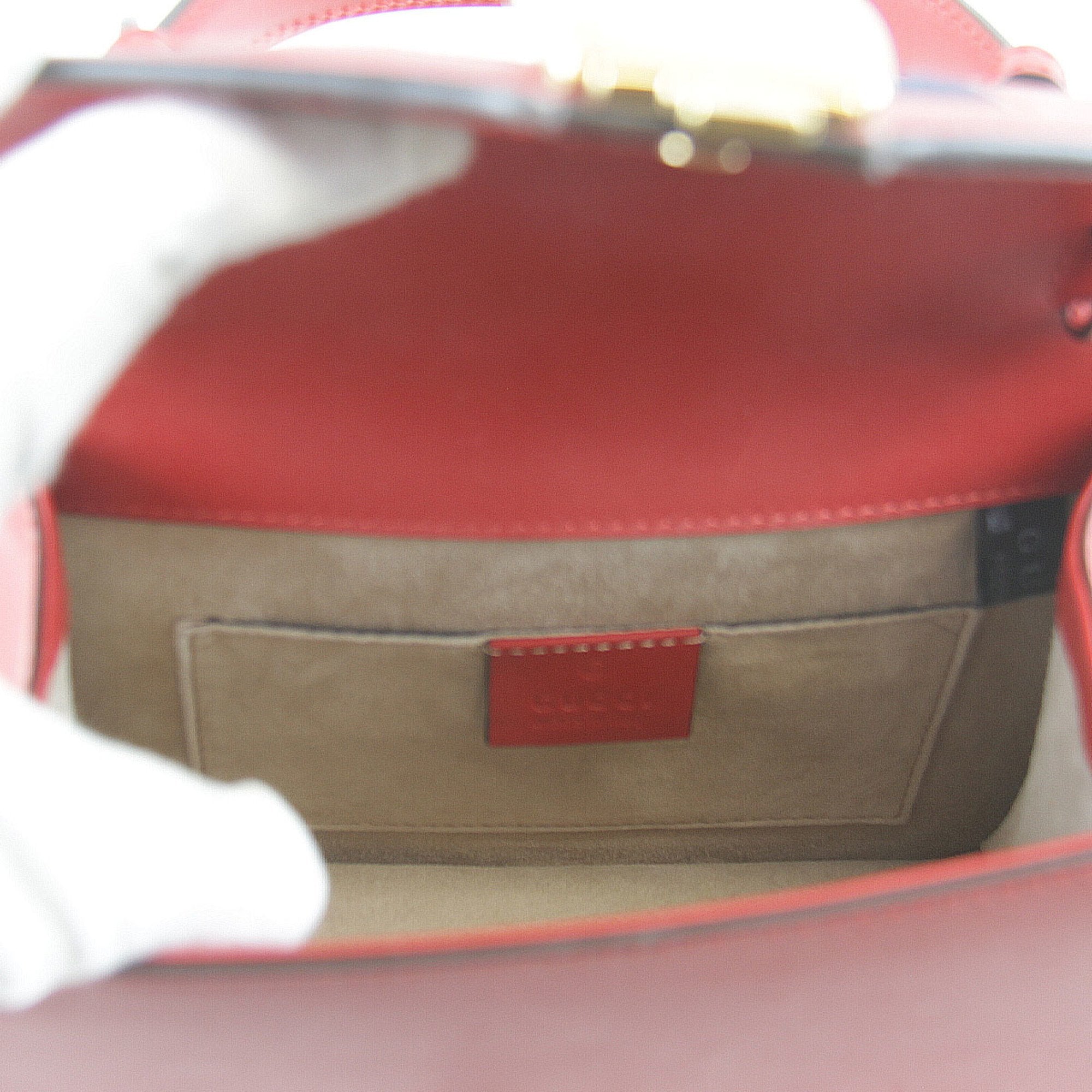 Gucci Red Color Leather Shoulder Bag (Pre-Owned)