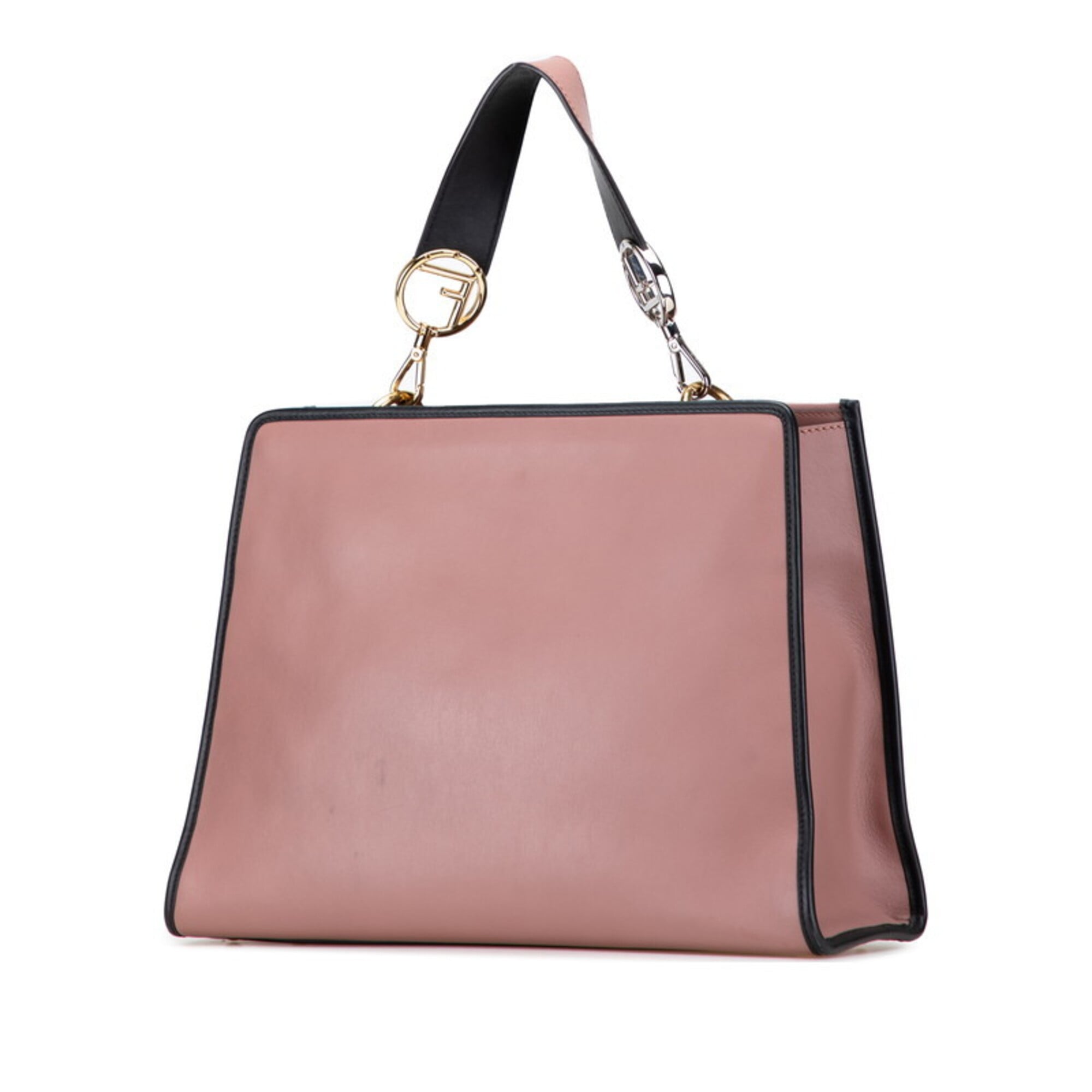 Fendi Black Dusty Pink Leather Handbag Shoulder Bag (Pre-Owned)