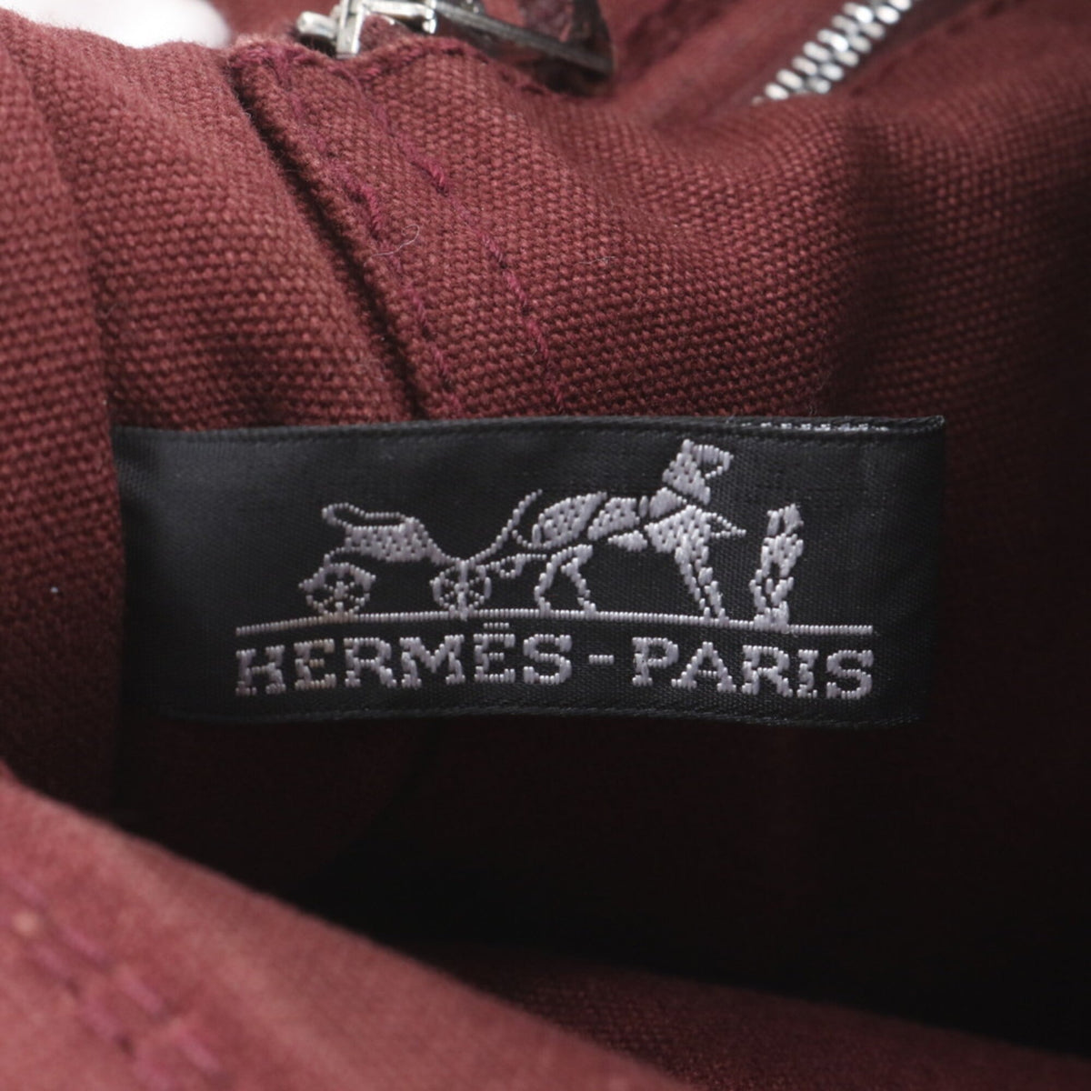 Hermes Red Color Wine Leather Canvas Handbag Shoulder Bag Tote Bag (Pre-Owned)