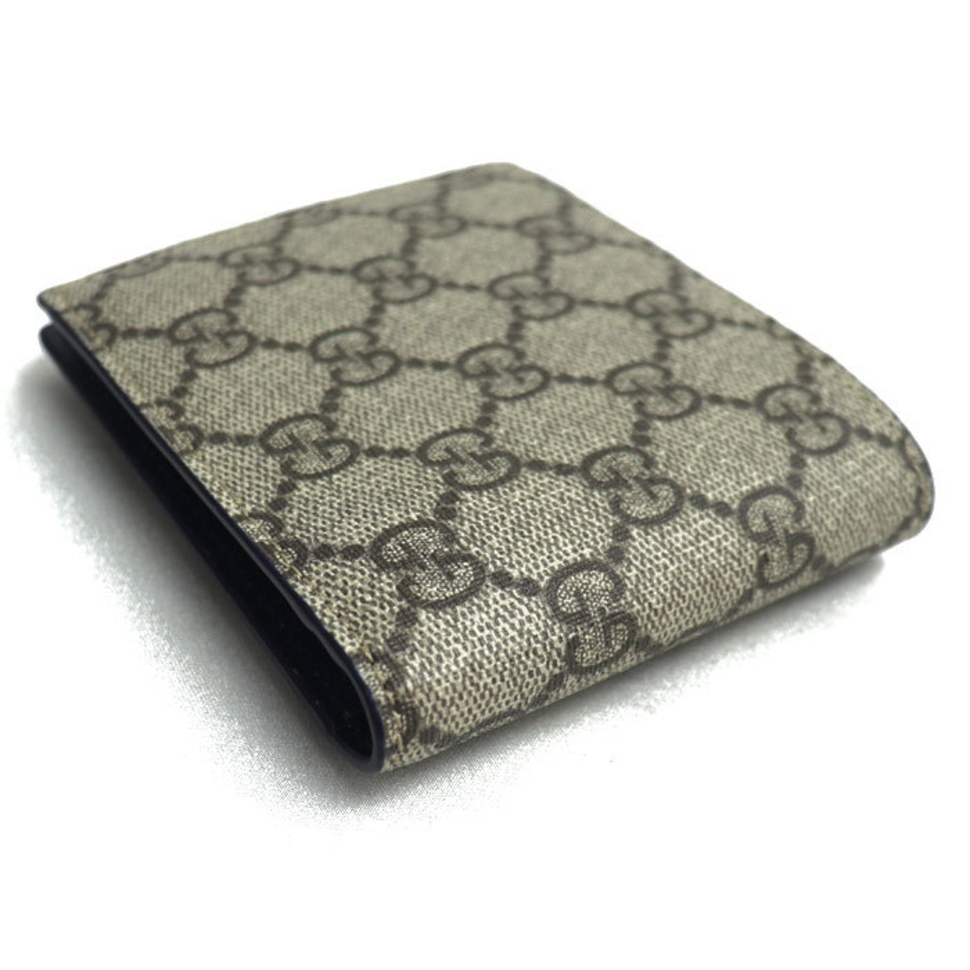 Gucci Beige Navy Gg Supreme Wallet (Bi-Fold) (Pre-Owned)