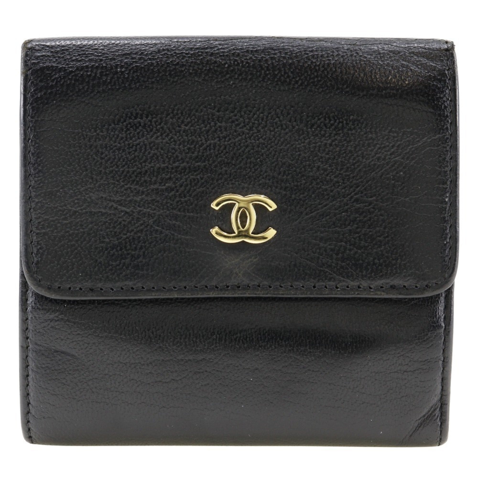 Chanel Black Leather Wallet (Bi-Fold) (Pre-Owned)