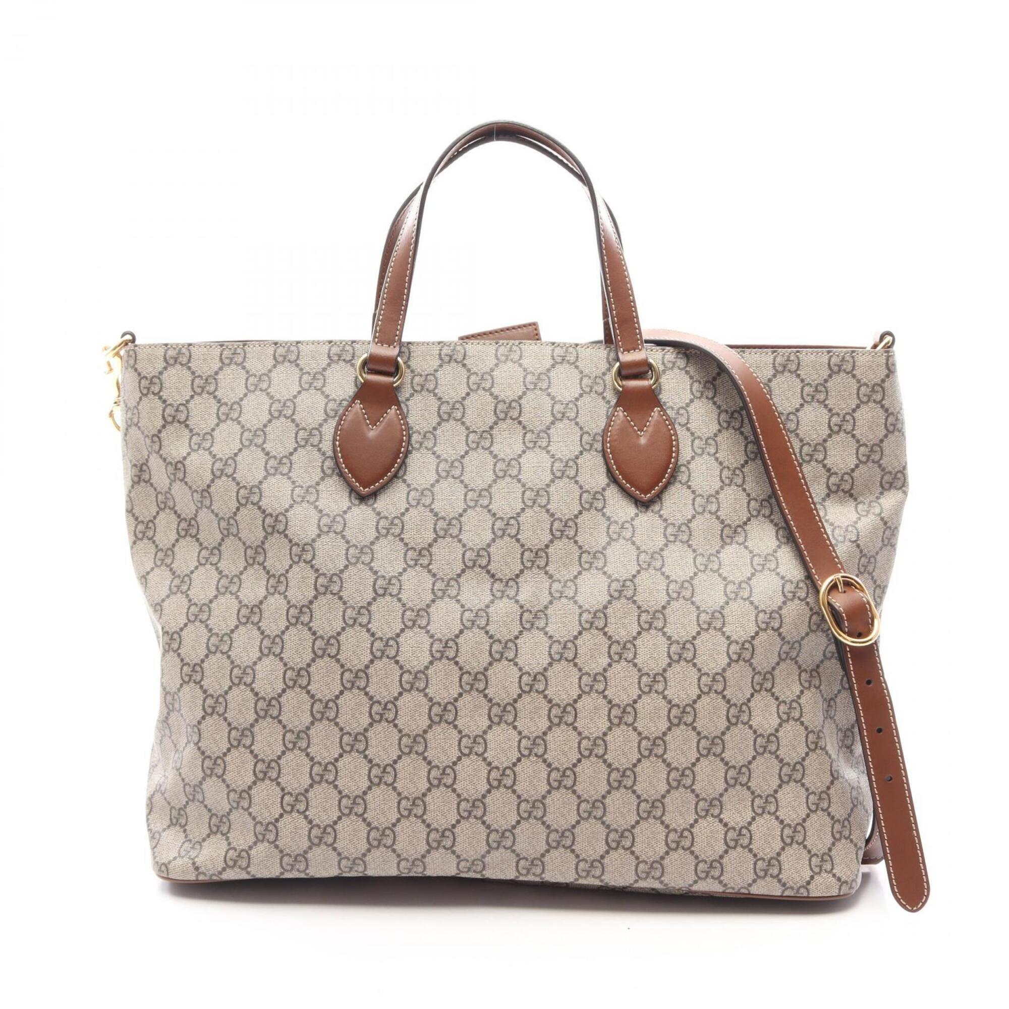 Gucci Beige Brown Pvc Leather Handbag Tote Bag (Pre-Owned)