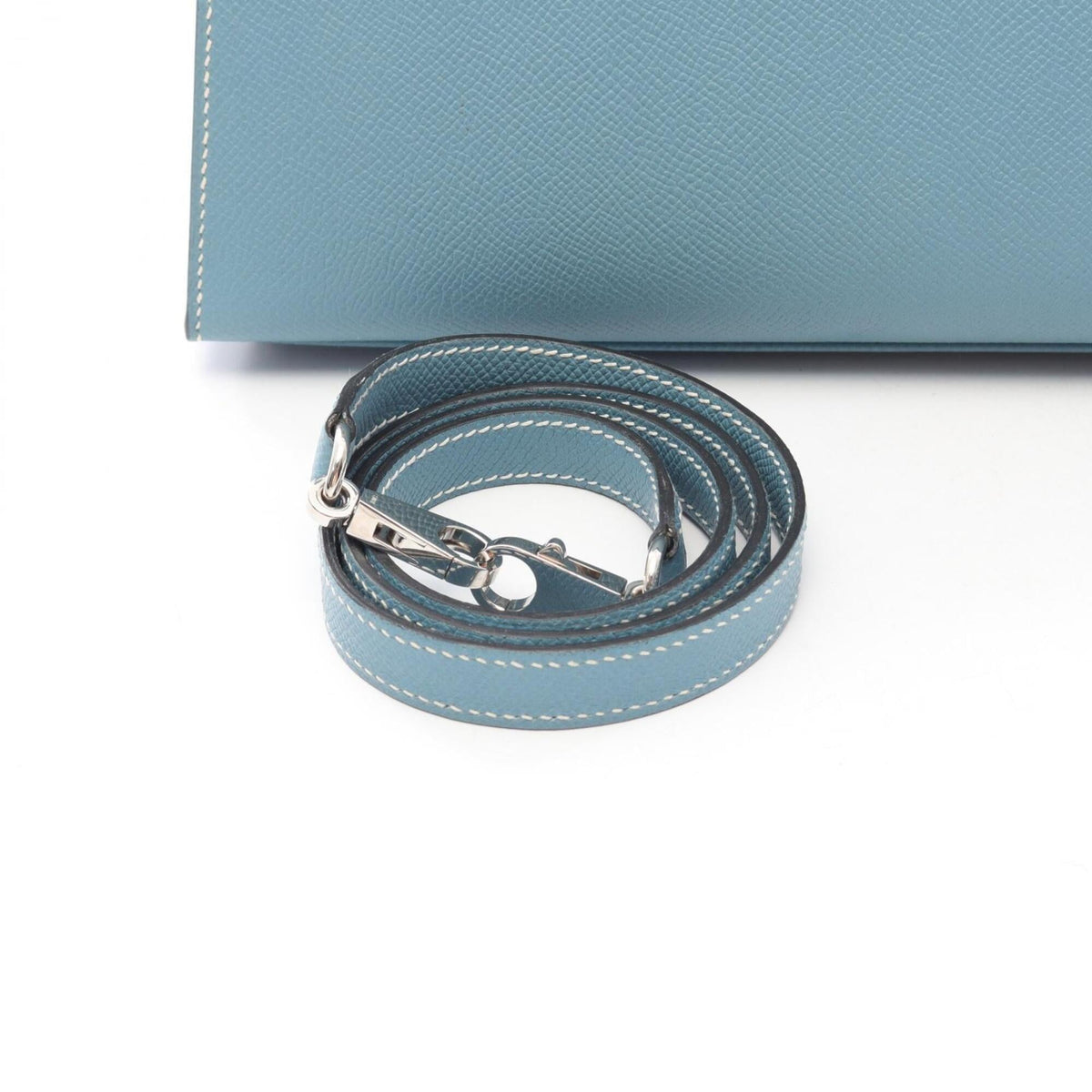 Hermes Blue Blue Jean Leather Epsom Leather Handbag (Pre-Owned)