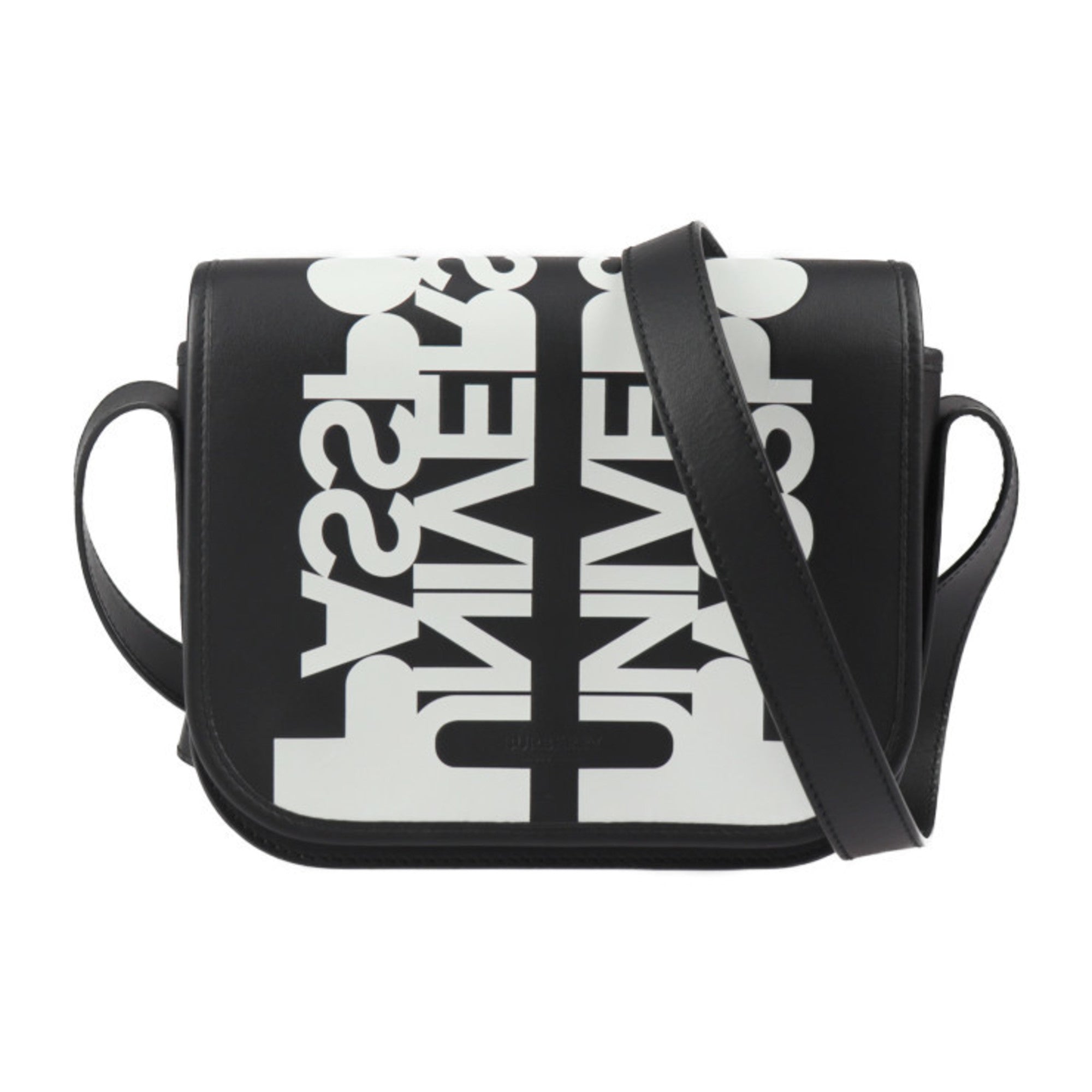 Burberry Black White Leather Handbag Shoulder Bag (Pre-Owned)