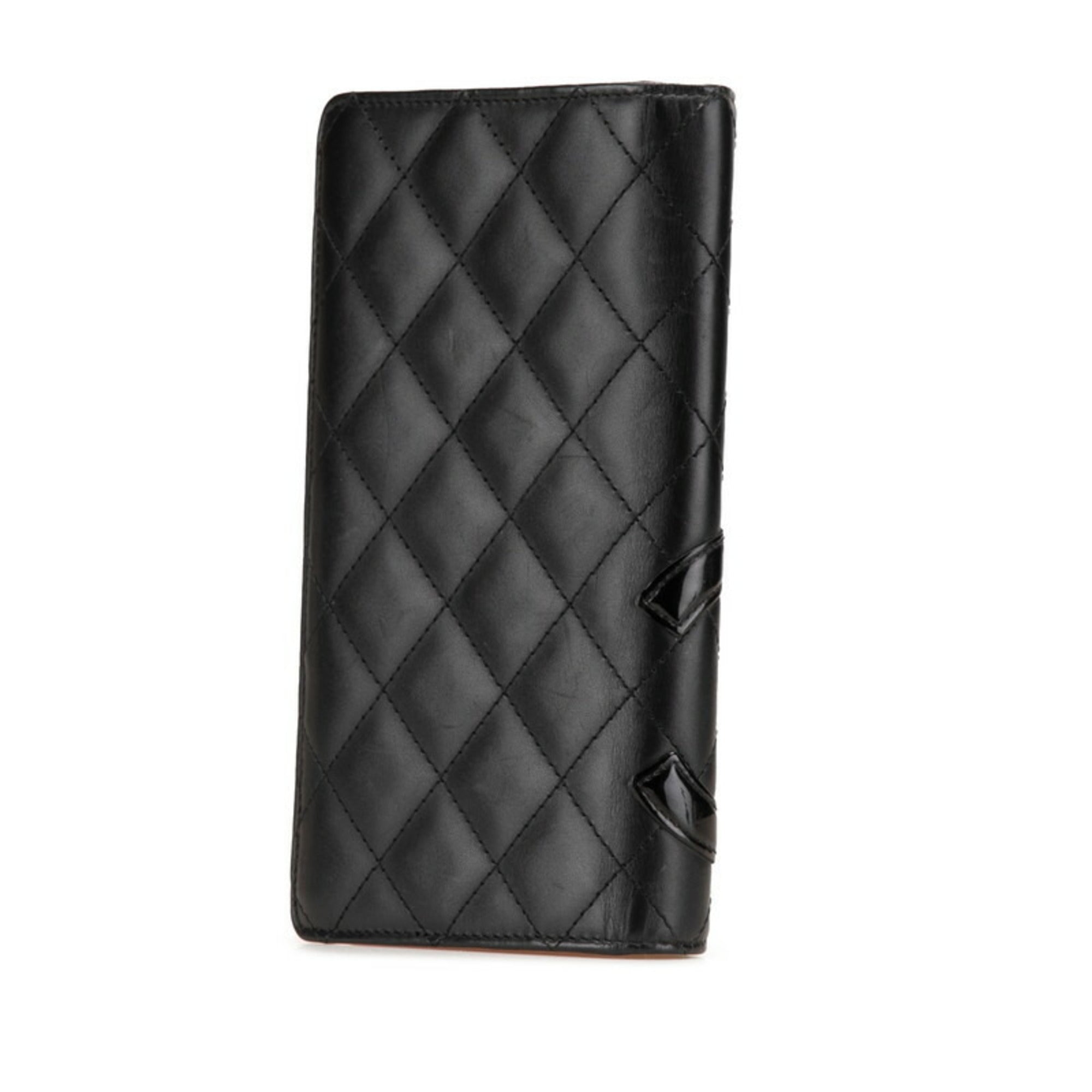 Chanel Black Pink Leather Long Wallet (Bi-Fold) (Pre-Owned)