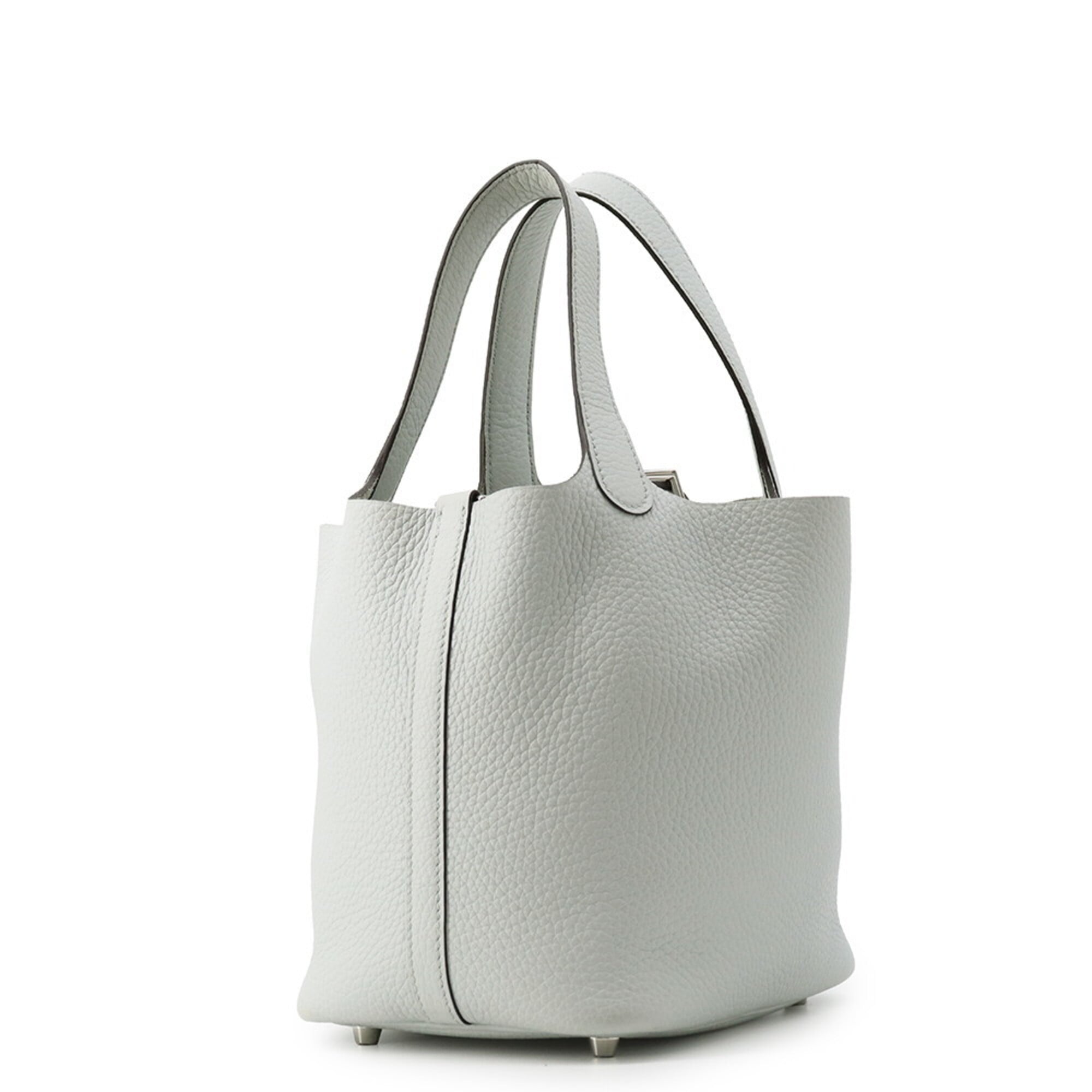 Hermes Picotin Silver Taurillon Clemence Leather Handbag (Pre-Owned)