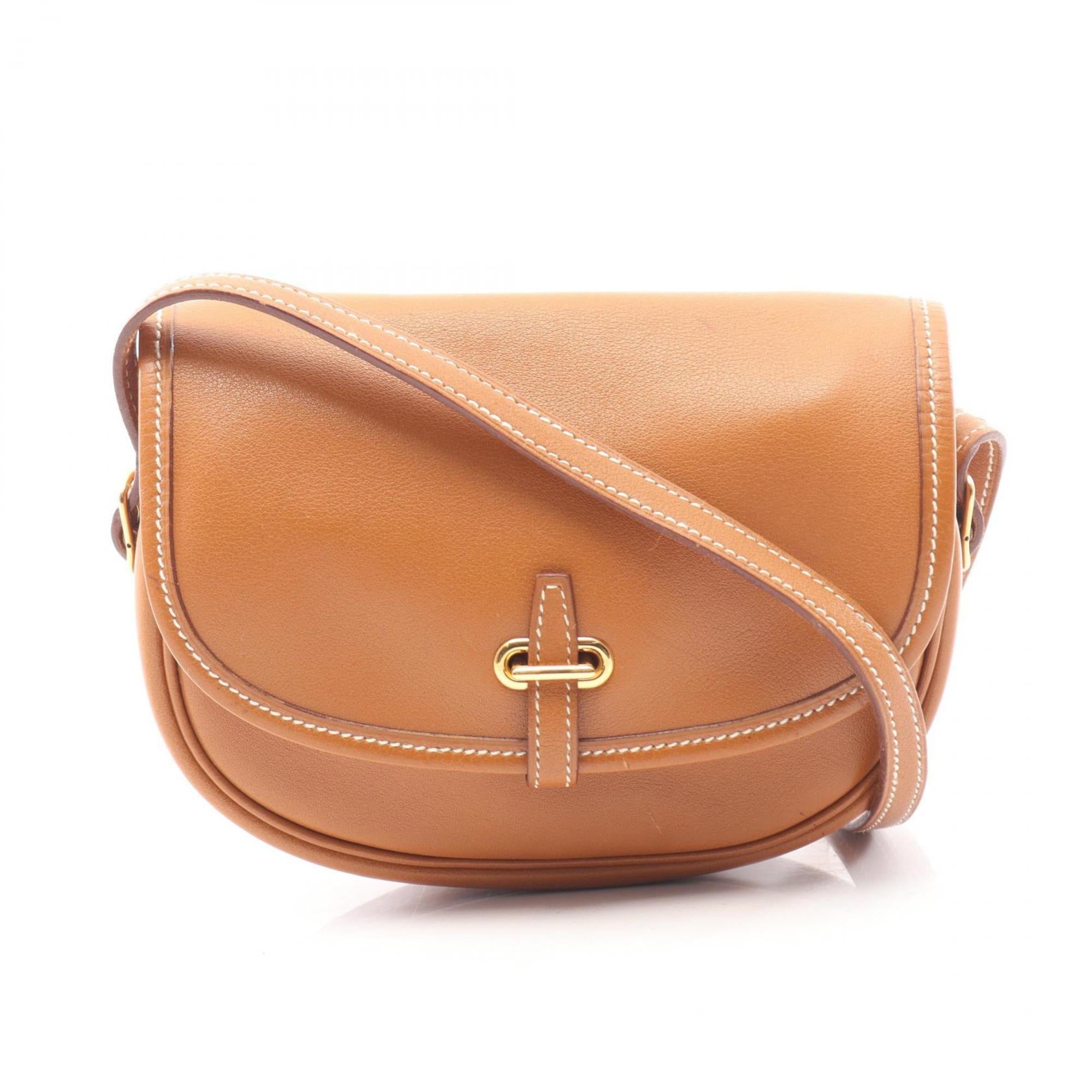 Hermes Brown Gold Brown Leather Gulliver Leather Handbag Shoulder Bag (Pre-Owned)