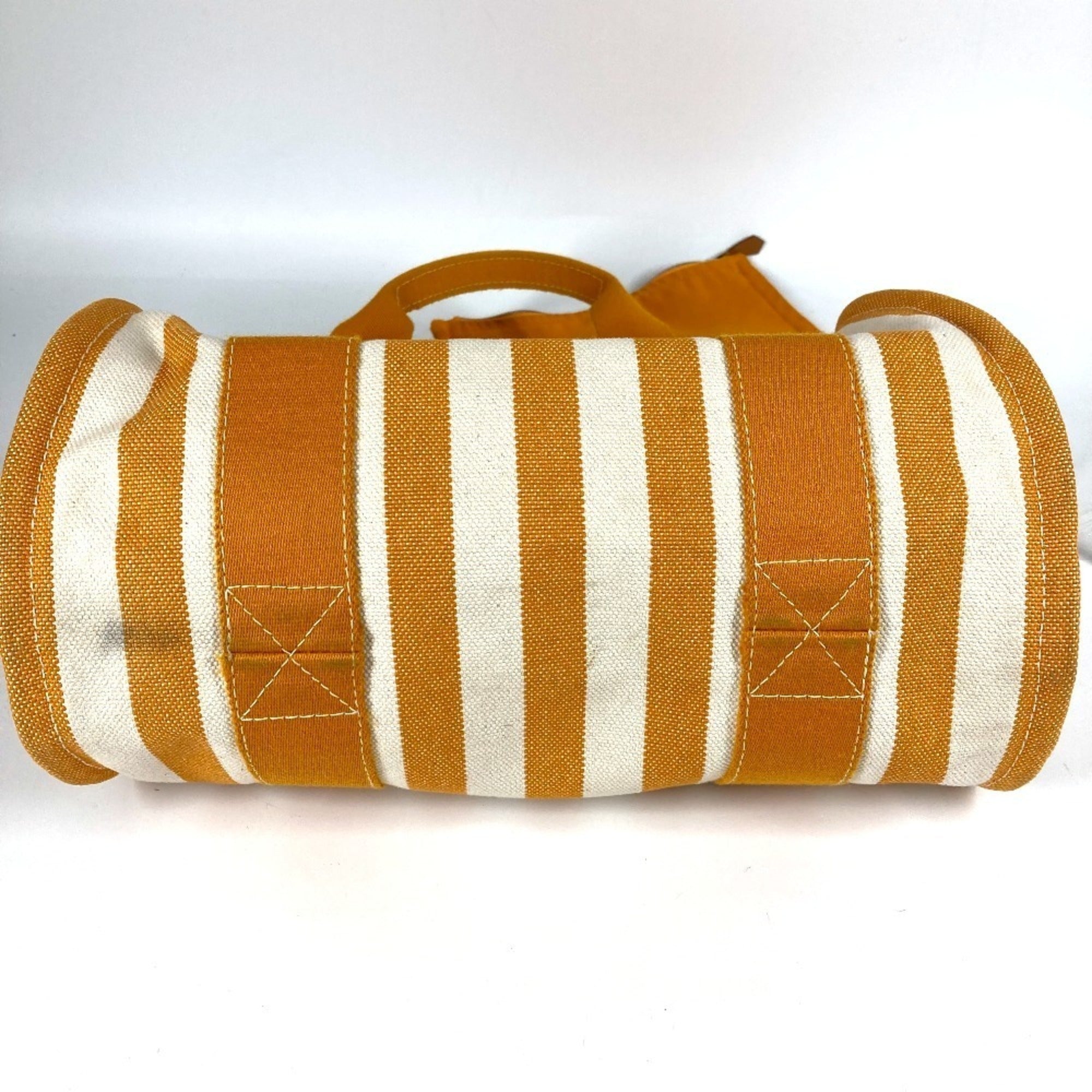 Hermes White Yellow Cotton Handbag Pouch Tote Bag (Pre-Owned)
