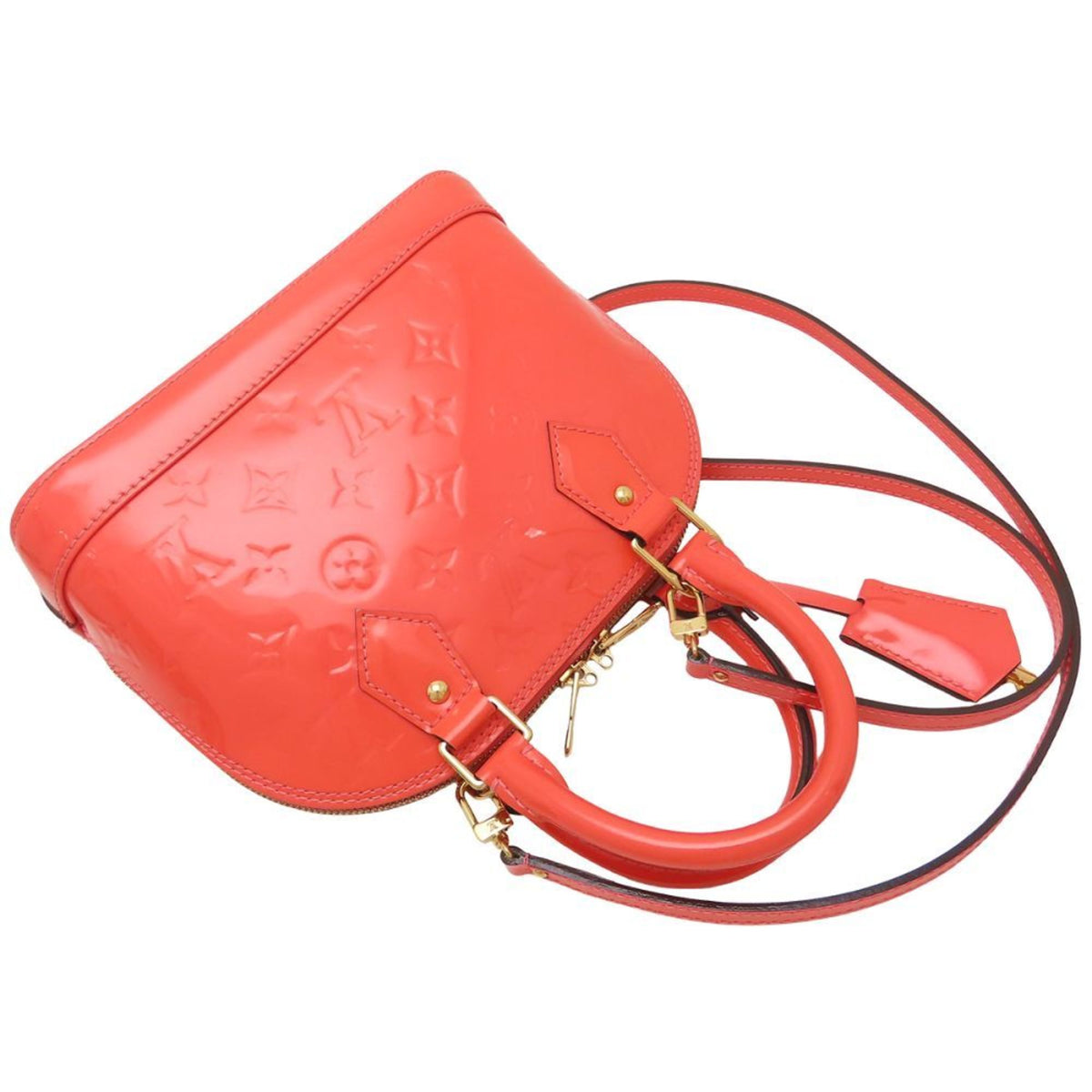 Louis Vuitton Rose Litchi Patent Leather Handbag (Pre-Owned)