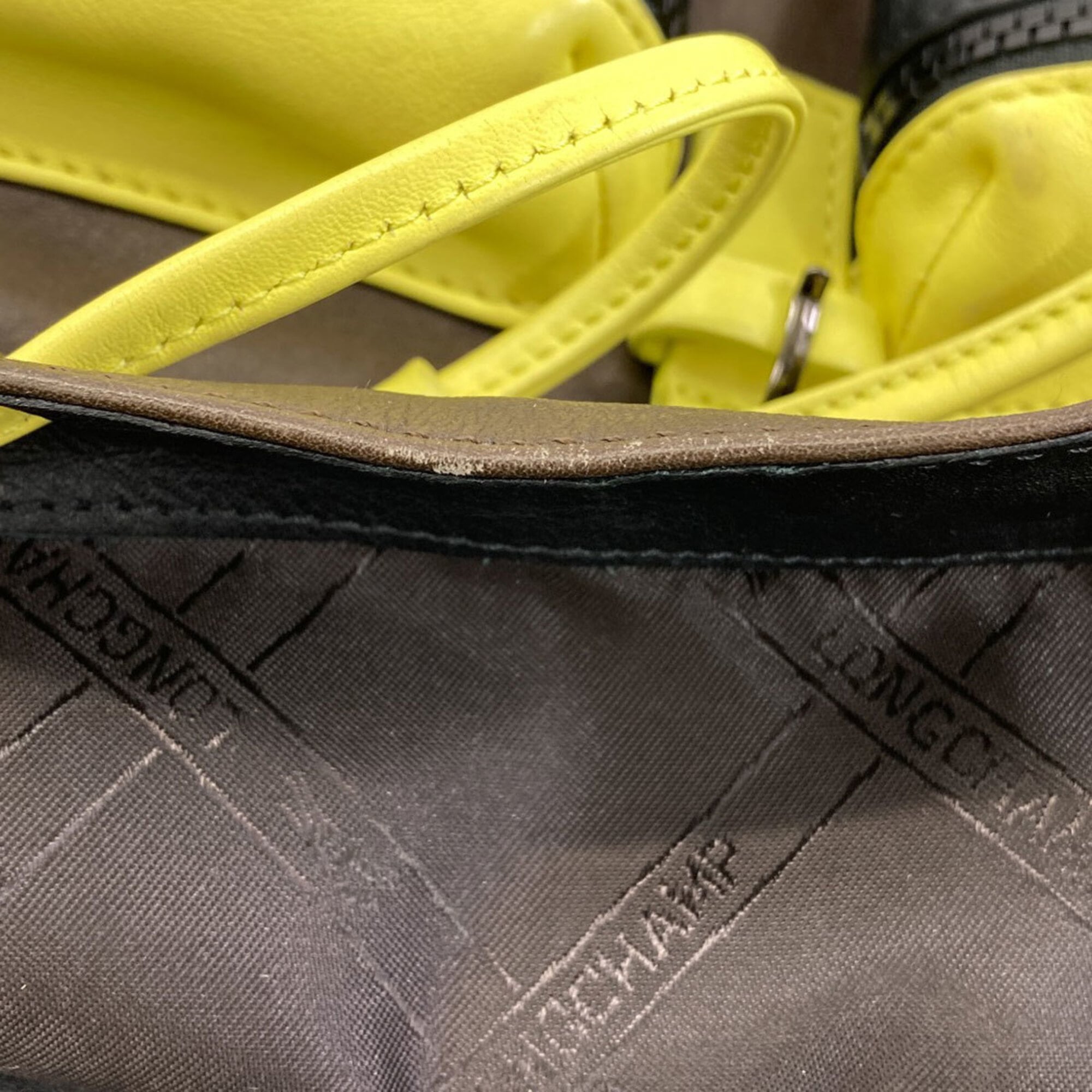Longchamp Black Brown Yellow Leather Backpack (Pre-Owned)