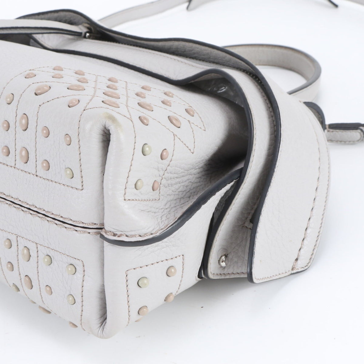 Tod's Gray Leather Crossbody Bag Handbag Shoulder Bag (Pre-Owned)